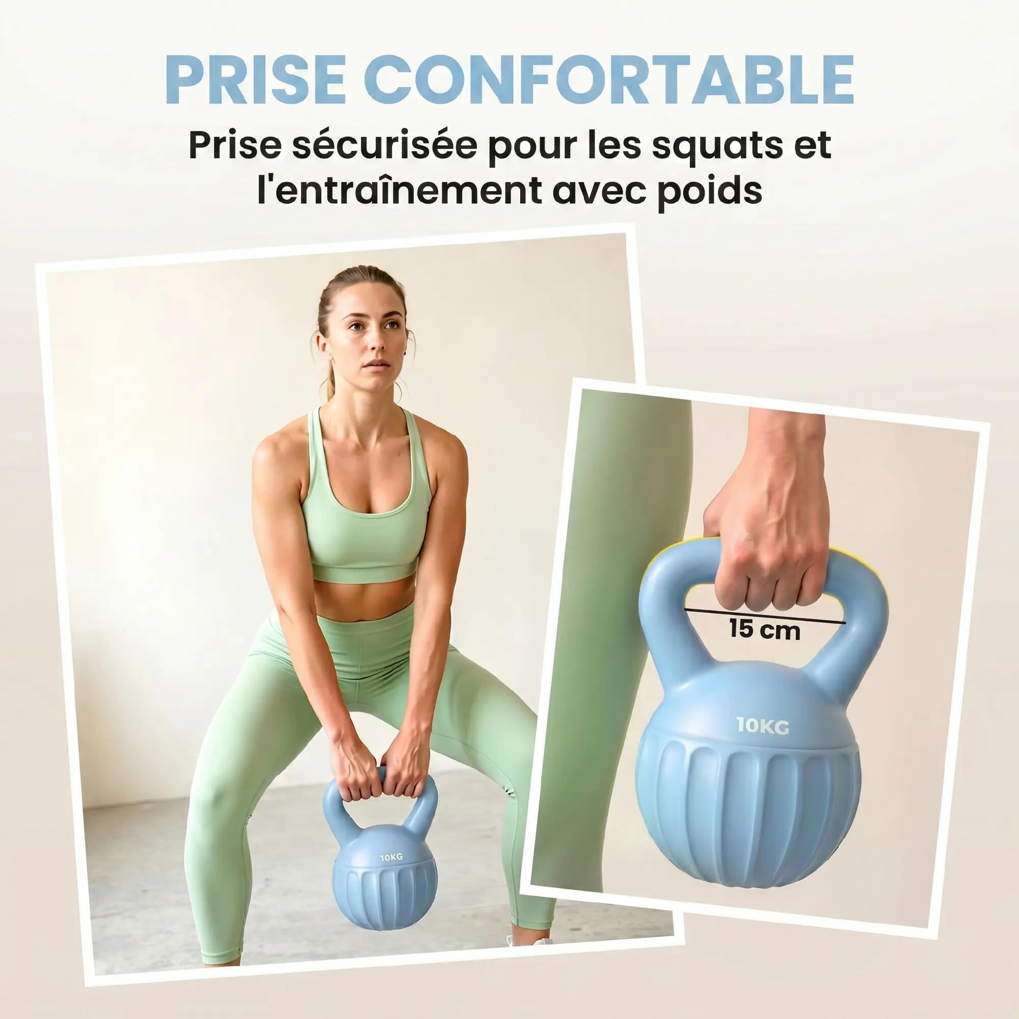 Kettlebell 10 kg, haltère avec poignée Antidérapante, haltère à boule, musculati 8/9