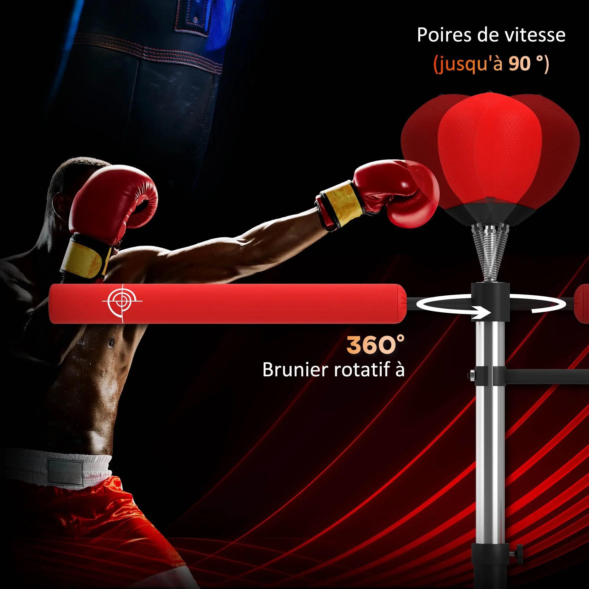 Sac de frappe sur pied 4 en 1 punching ball autonome balles de vitesse barre rot 6/9