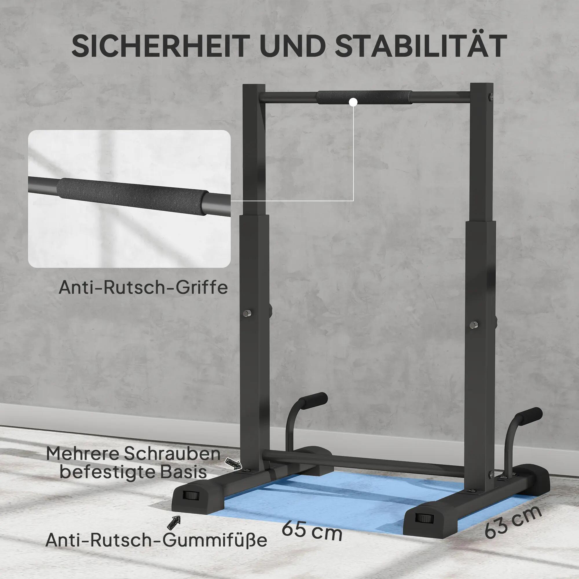 Station de dips, support pour pompes, hauteur réglable de 93 à 117 cm, capacité 8/9