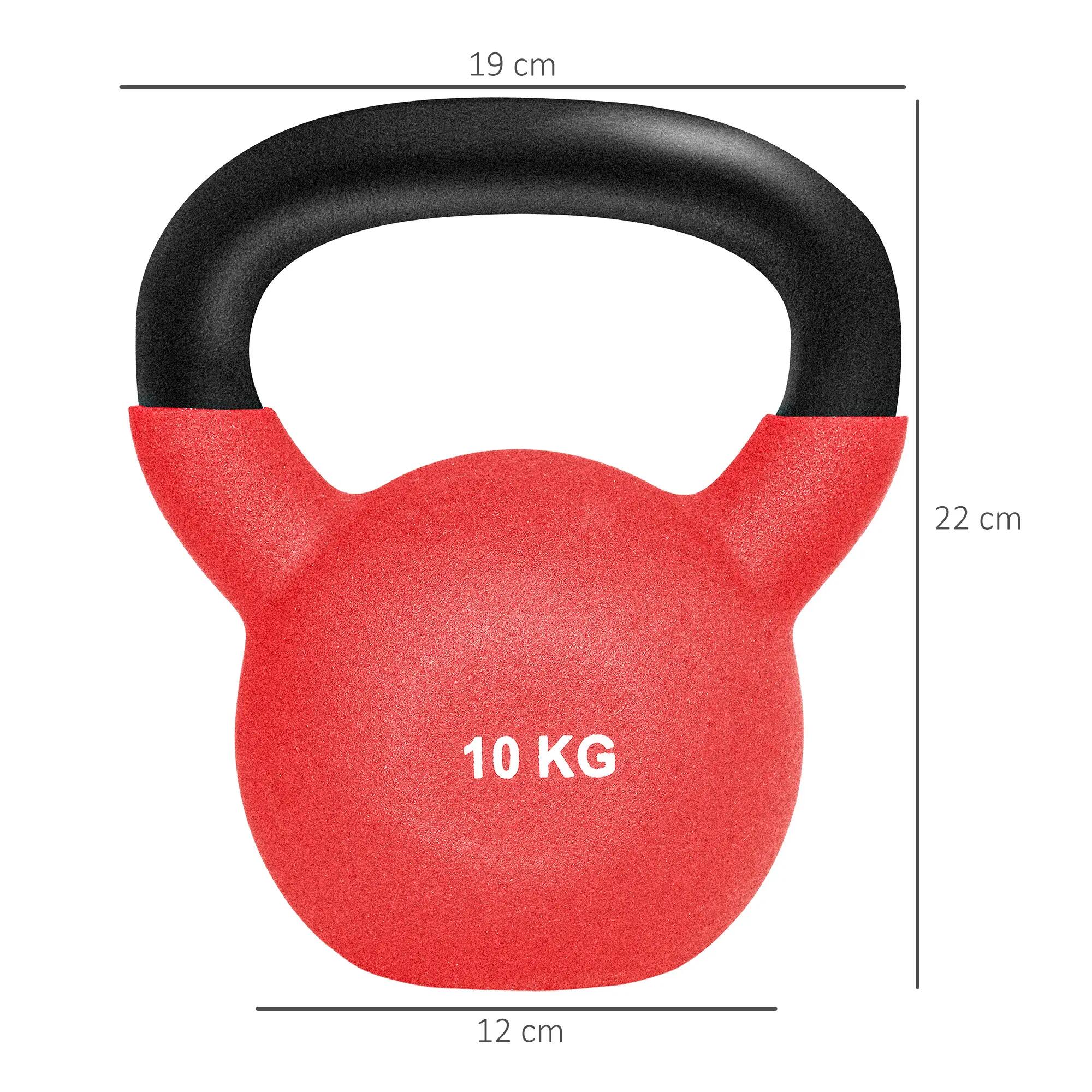 Kettlebell 10 kg en métal poids pour entraînements avec poignée antidérapante et 5/9