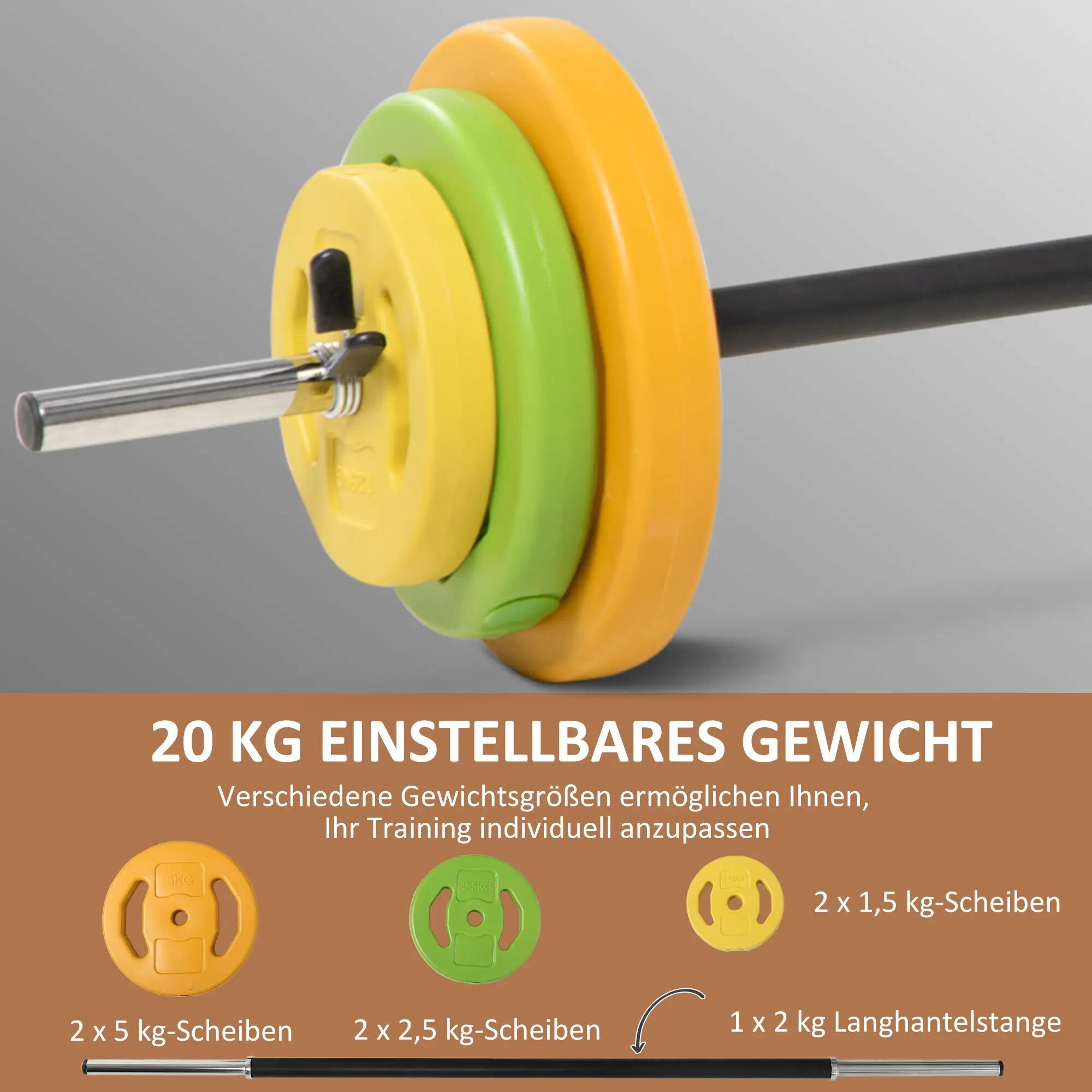 Ensemble d'haltères de 20 kg en fonte, barres courtes avec tube de connexion, po 6/9