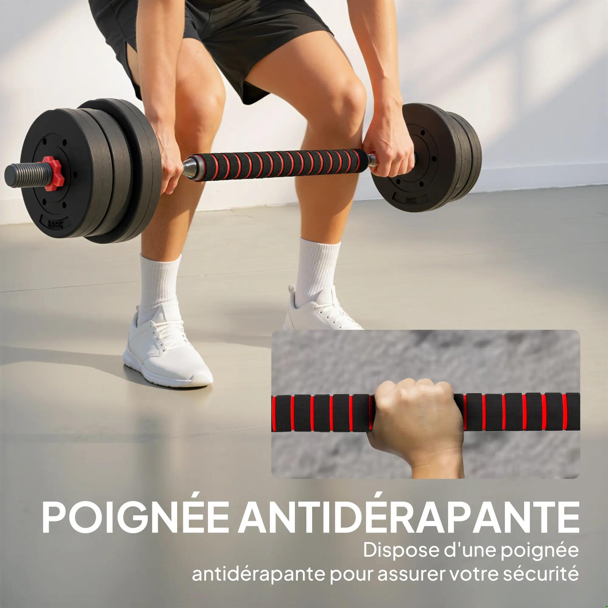 Kit Haltères Musculation 2-en-1, Lot de 2, 25 kg, poids réglable - Barres inclus 7/9
