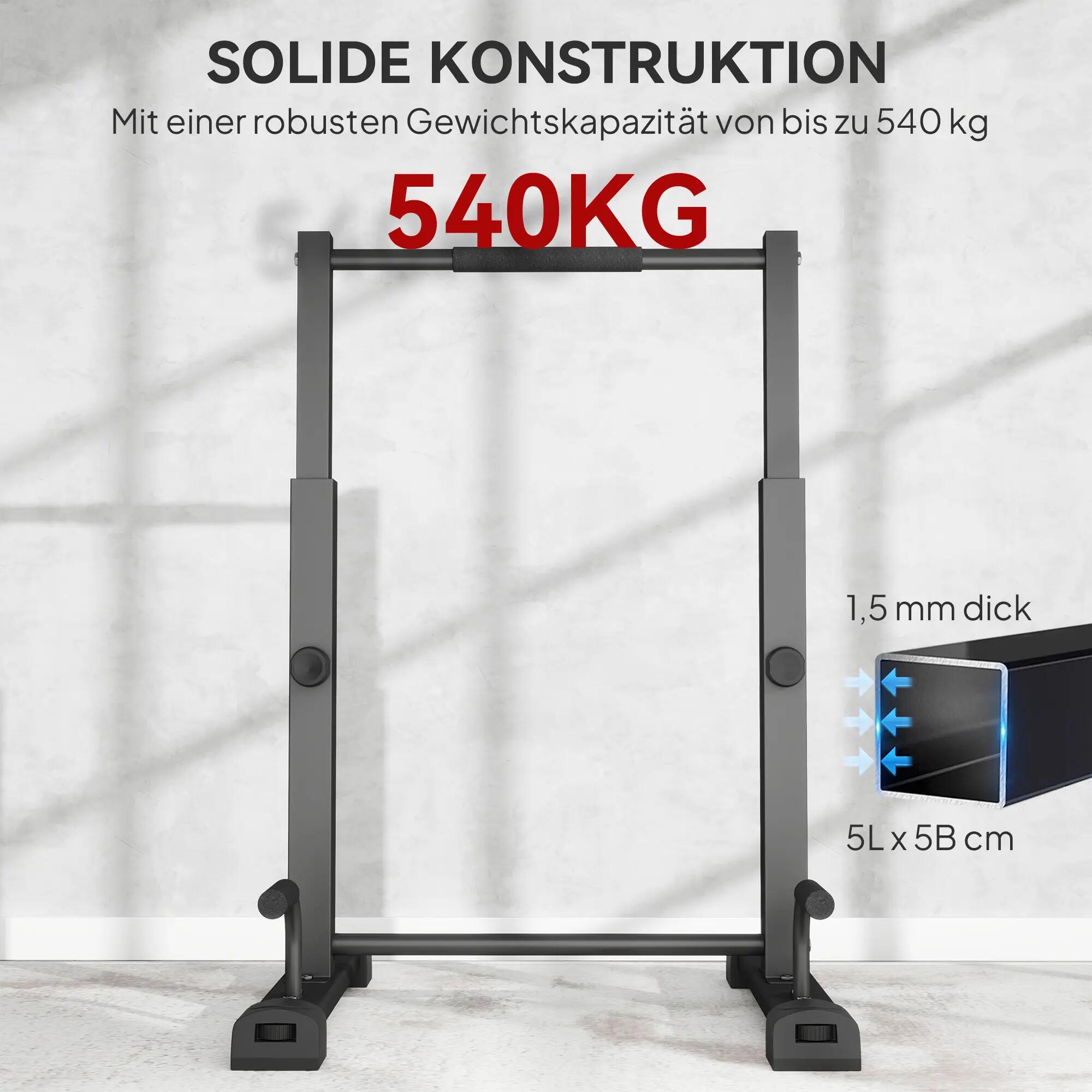 Station de dips, support pour pompes, hauteur réglable de 93 à 117 cm, capacité 6/9