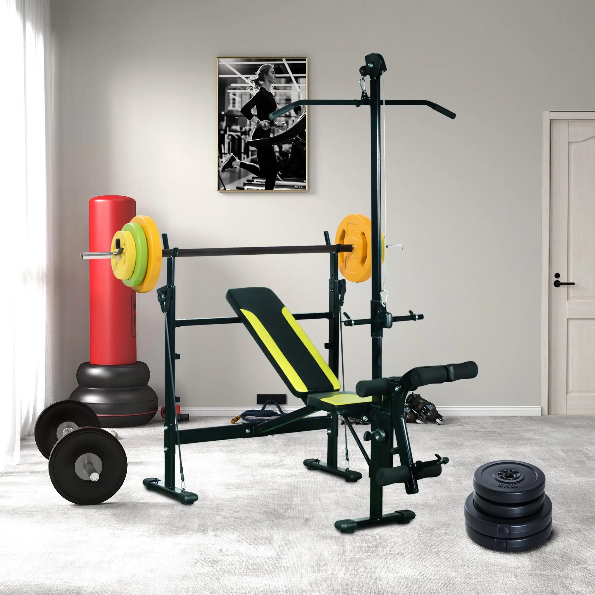 Ensemble haltères et barre 20 kg avec 6 haltères disques de 1,5 kg, 2,5 kg et 5 3/9