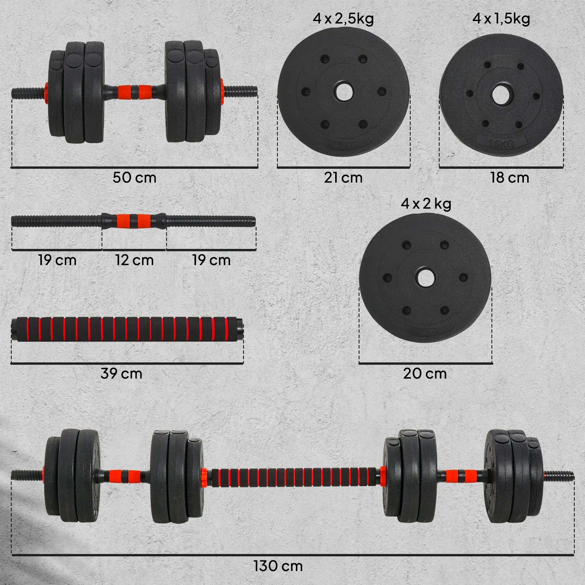 Kit Haltères Musculation 2-en-1, Lot de 2, 25 kg, poids réglable - Barres inclus 5/9