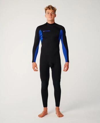 Surfwetsuit Heren Trad 4/3 mm met rugrits - Bleu