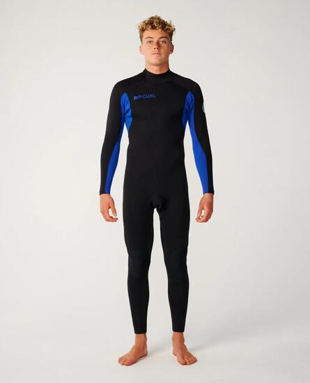 Surfwetsuit Heren Trad 4/3 mm met rugrits - Bleu