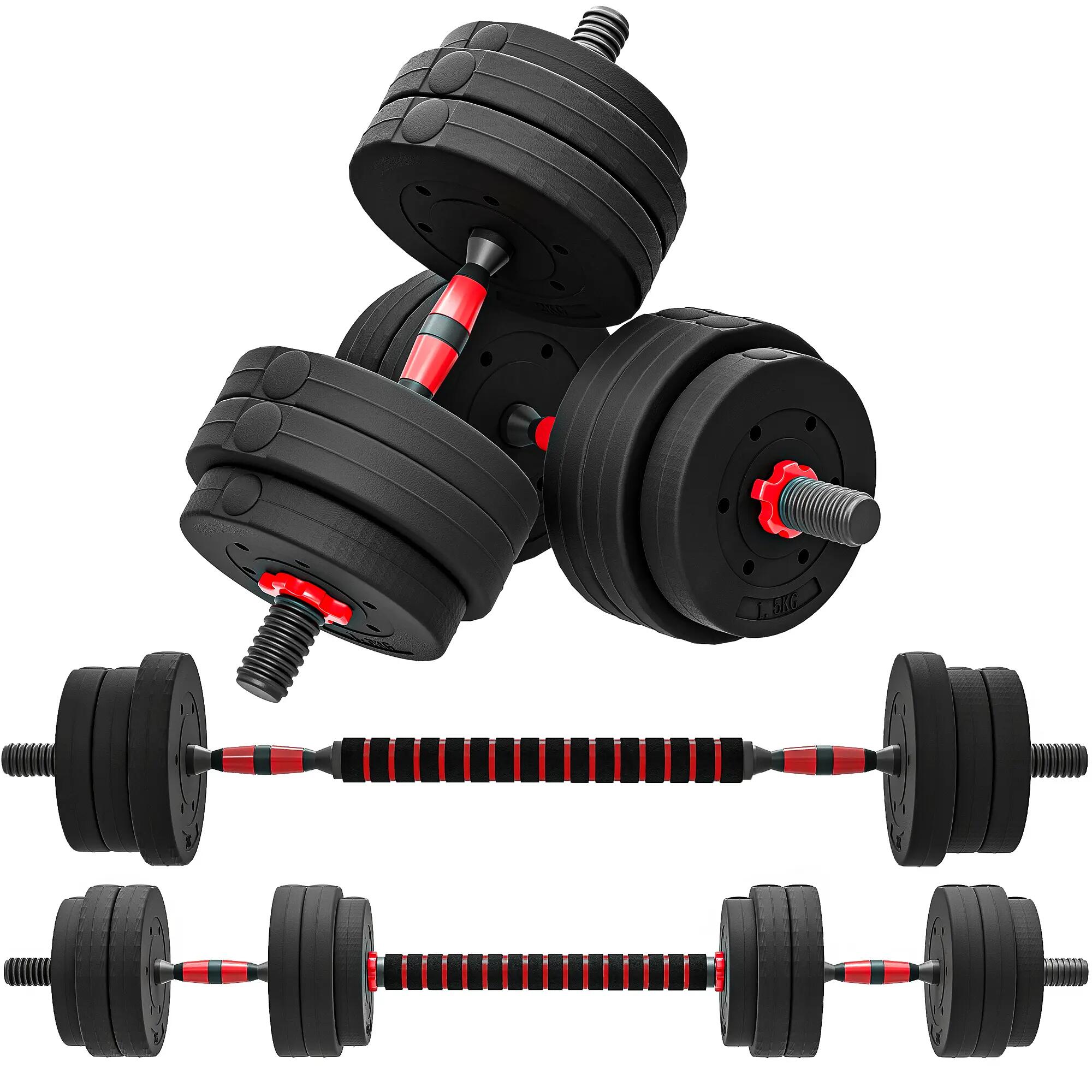 Kit Haltères Musculation 2-en-1, Lot de 2, 25 kg, poids réglable - Barres inclus 2/9