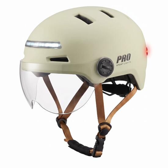 Fietshelm Clearview Dames Heren vizieren en verlichting Beige