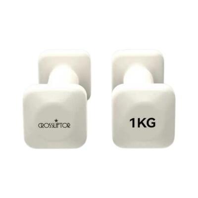 Dumbbells vierkant pvc - paar 1 kg