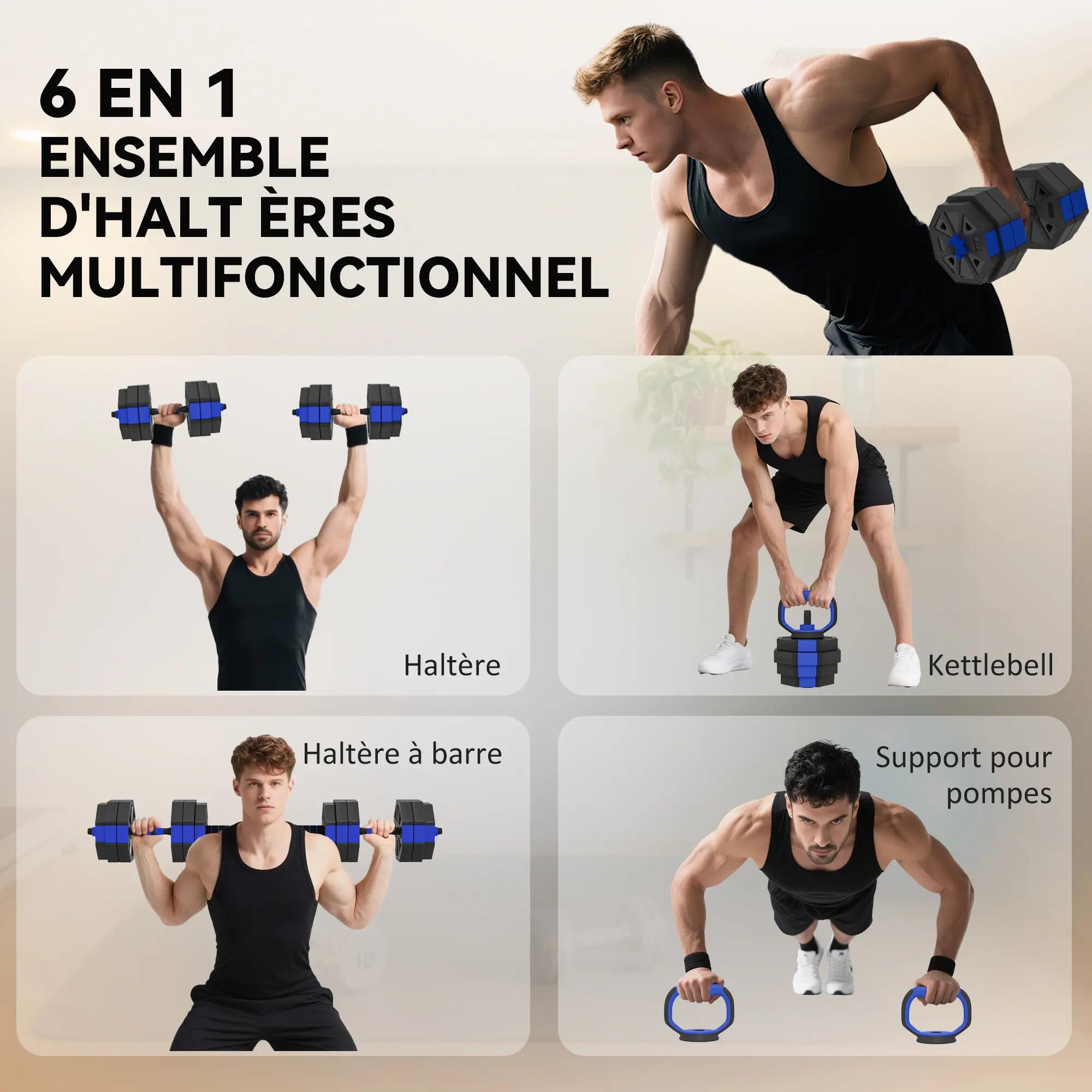 Ensemble d'haltères musculation multifonction 4 en 1 haltères kettlebell 4/5