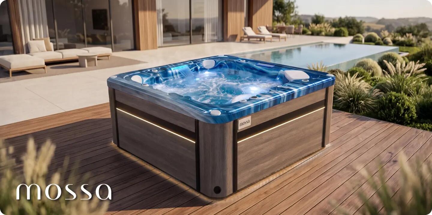 Wanna SPA ogrodowa 5-osobowa z hydromasażem MOSSA 215x215cm z pokrywą 15/16