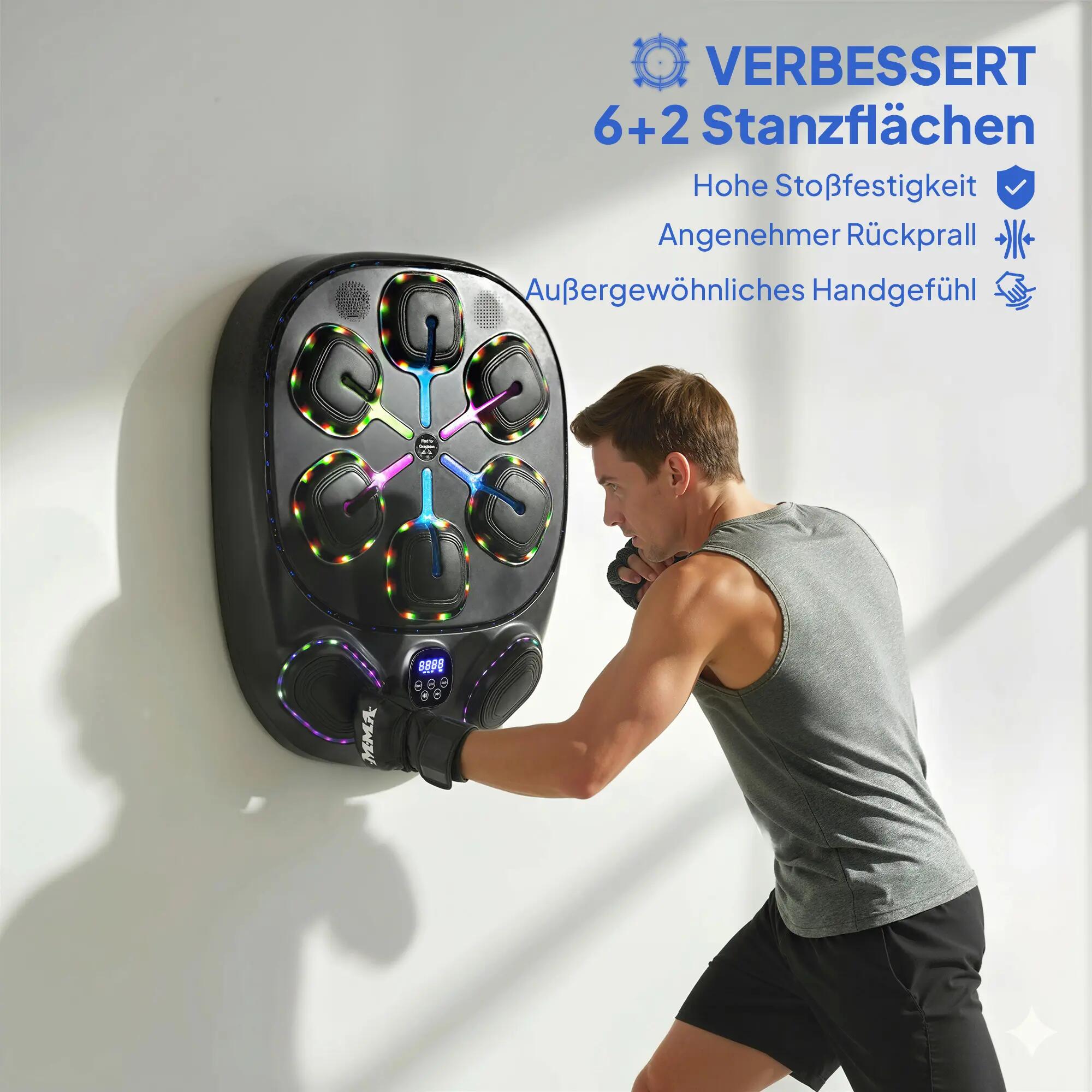 Machine de boxe musicale, machine de boxe électronique à LED avec double zone de 9/9