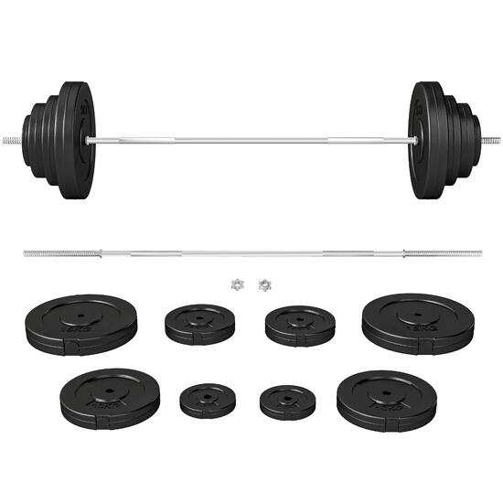 Barre d'haltères et disques de 70 kg avec 8 poids, barre de musculation antidéra