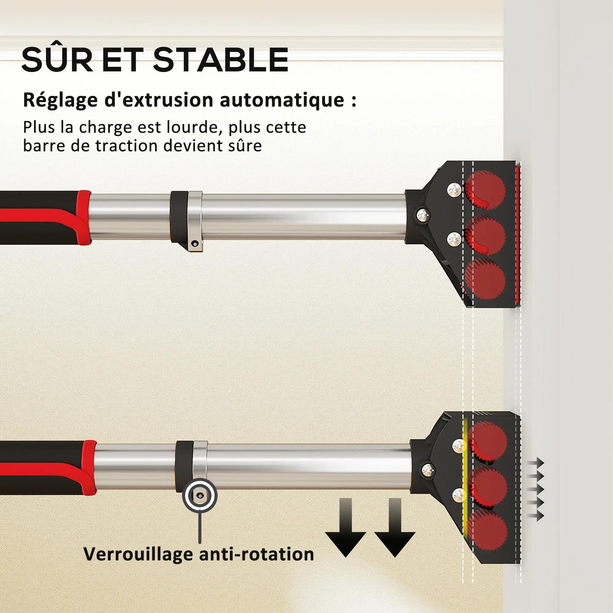 Barre de traction pour porte, barre de musculation pour cadres de porte sans vis 9/9