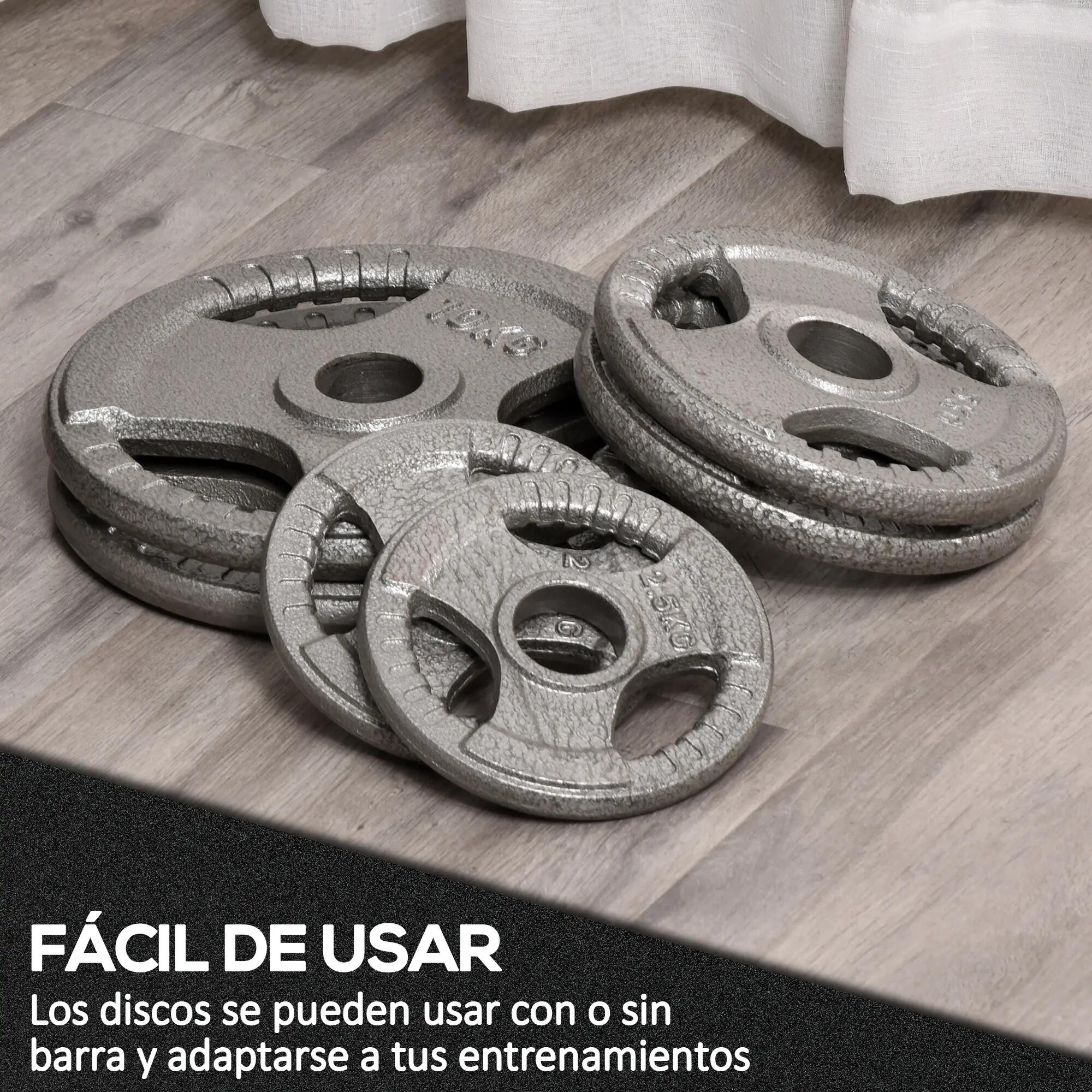 Ensemble de 6 disques de musculation en acier, poids total 35 kg (2 x 10 kg, 2 x 8/9