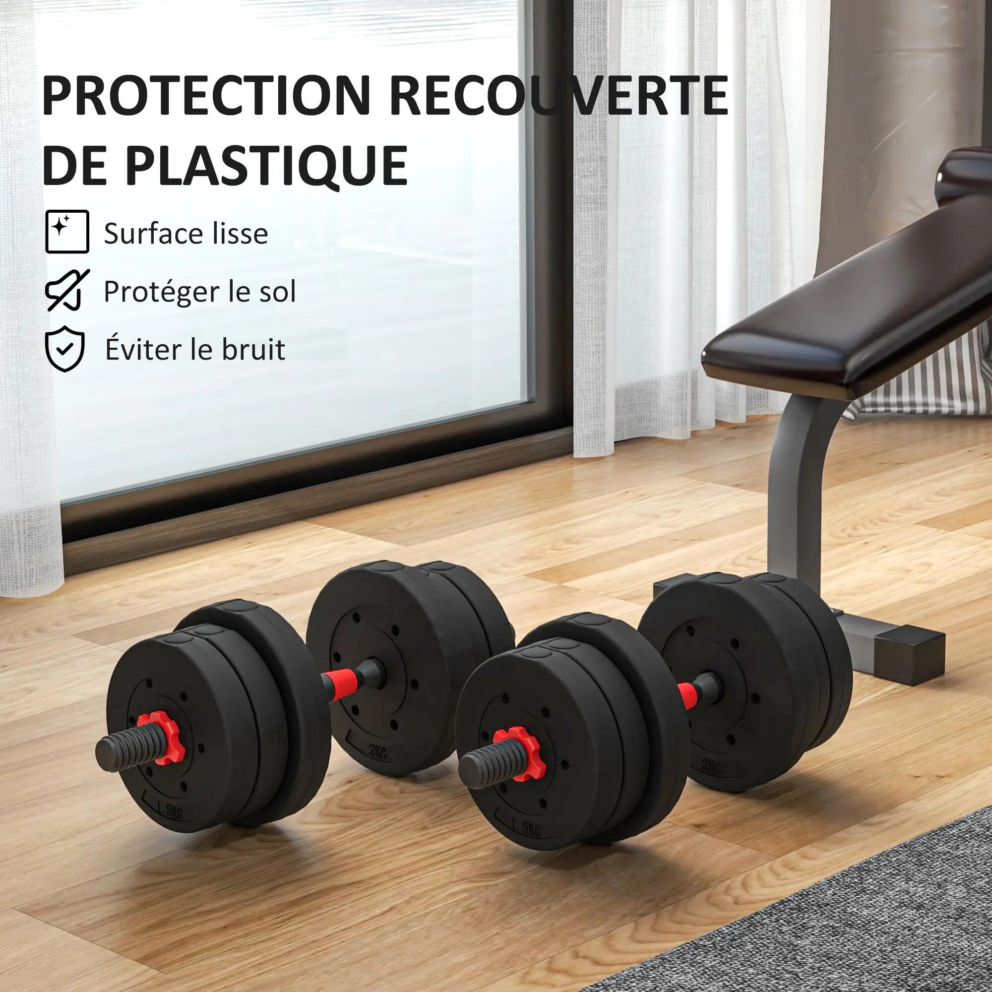 Ensemble d'haltères Courtes Total 20 Kg 2 en 1 poids réglable Barres incluses - 9/9