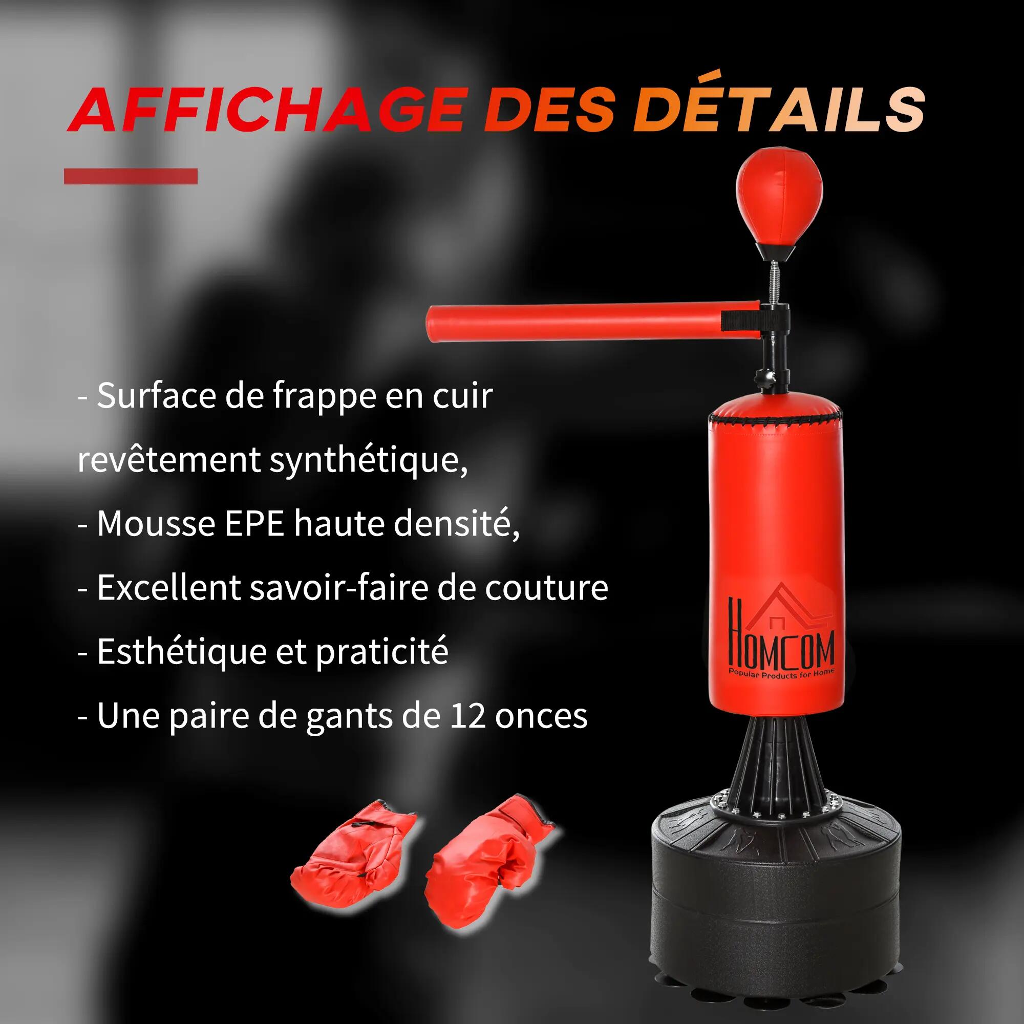 Sac de frappe sur pieds punching ball brunier 3 en 1 avec ballon de vitesse bras 7/9