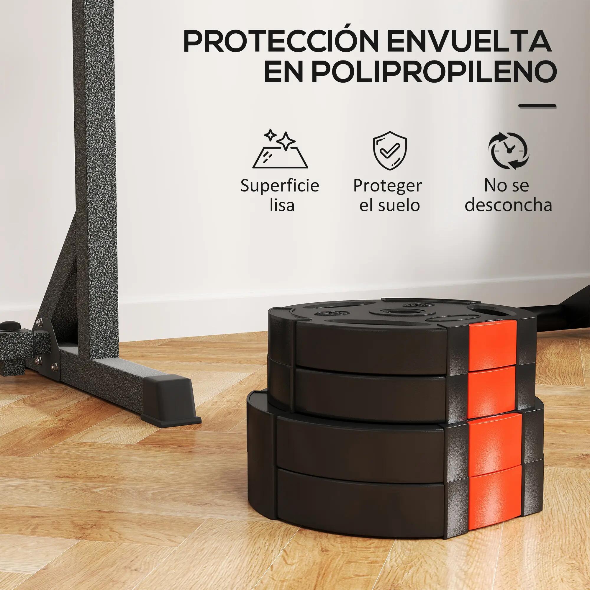 Ensemble de 4 disques de musculation (2 x 5 kg et 2 x 2,5 kg) avec trous de 2,5 8/9