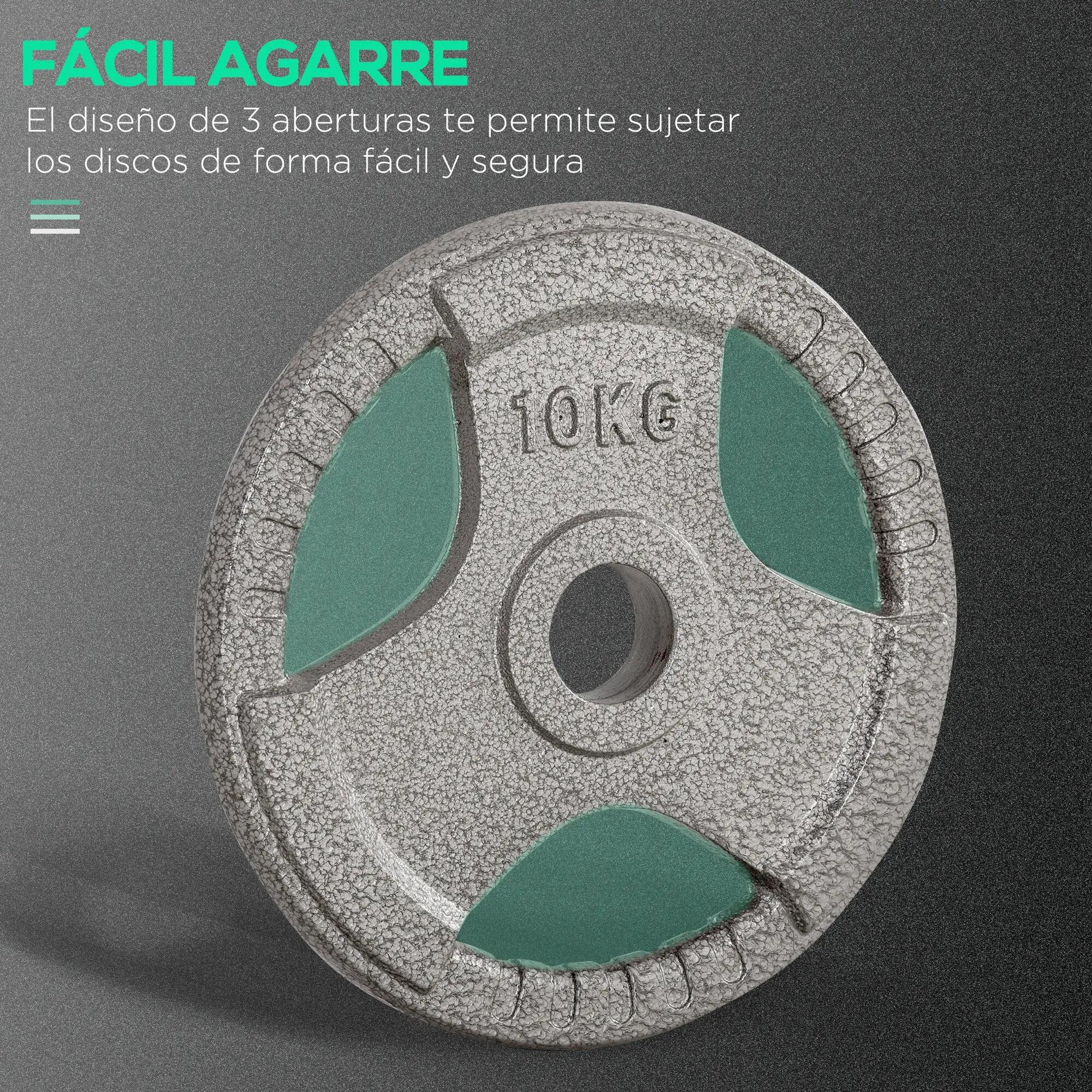 Ensemble de 6 disques de musculation en acier, poids total 35 kg (2 x 10 kg, 2 x 7/9