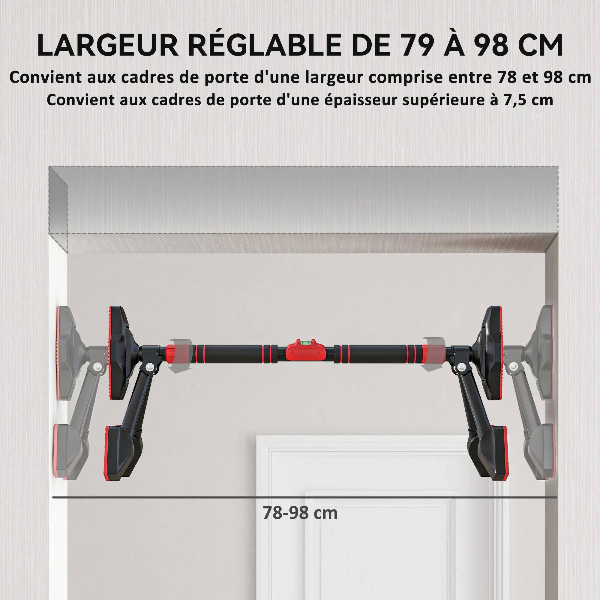 Barre de traction réglable de 79 à 98 cm, jusqu'à 225 kg, noir 4/5