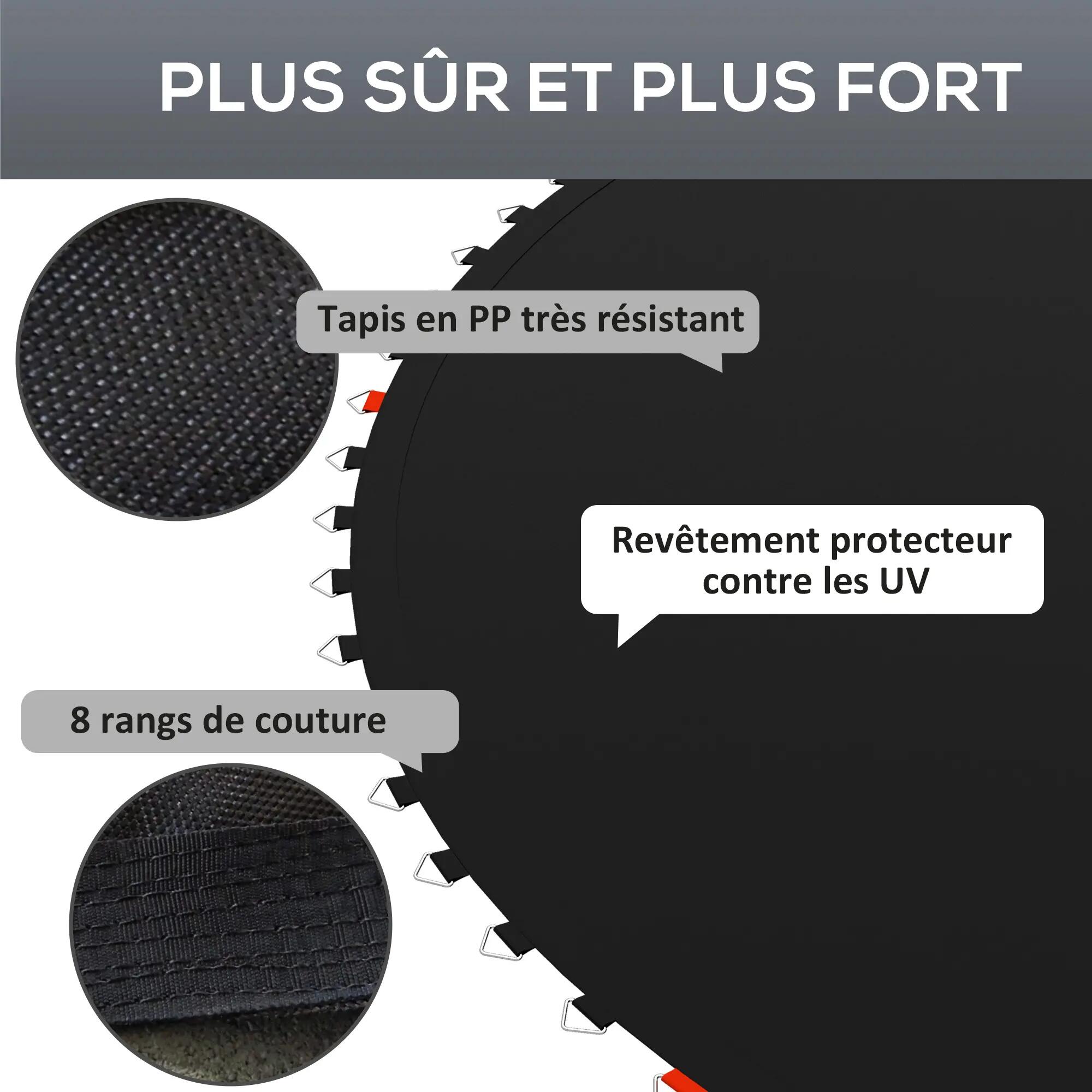 Tapis de rechange trampoline Ø 2,4m ressorts 14cm outil 42 crochets en V inclus 5/5