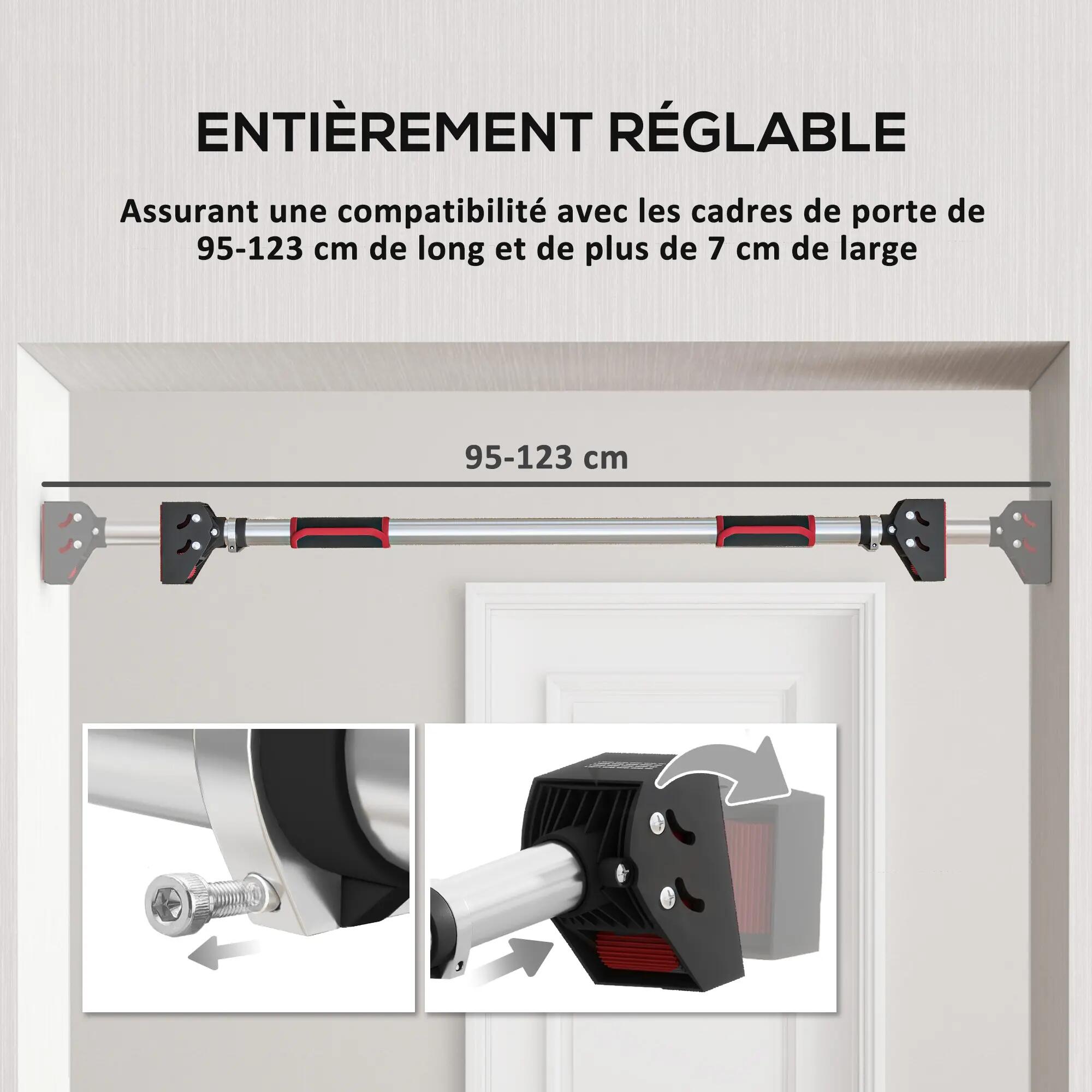Barre de traction pour porte, barre de musculation pour cadres de porte sans vis 7/9