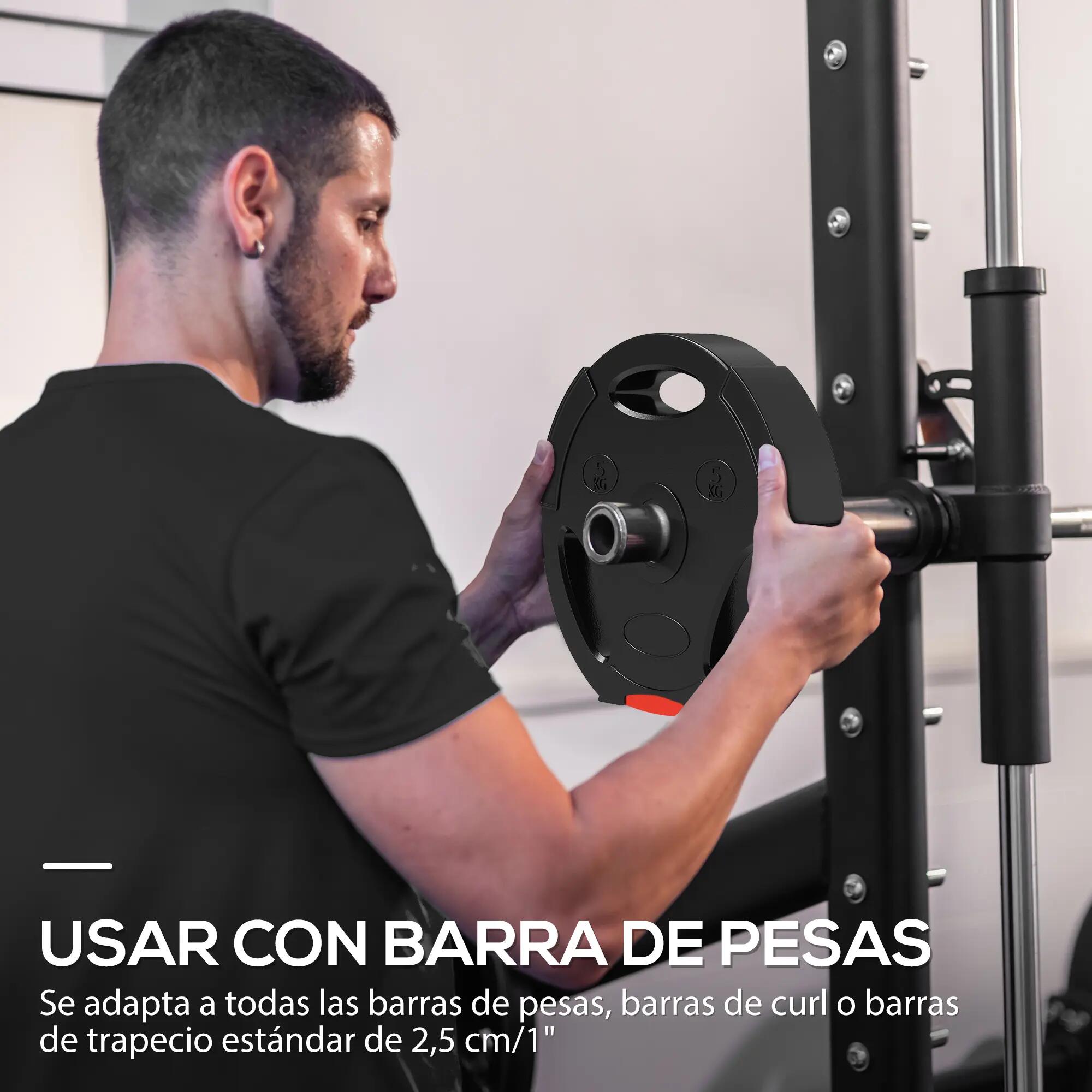 Ensemble de 4 disques de musculation (2 x 5 kg et 2 x 2,5 kg) avec trous de 2,5 7/9
