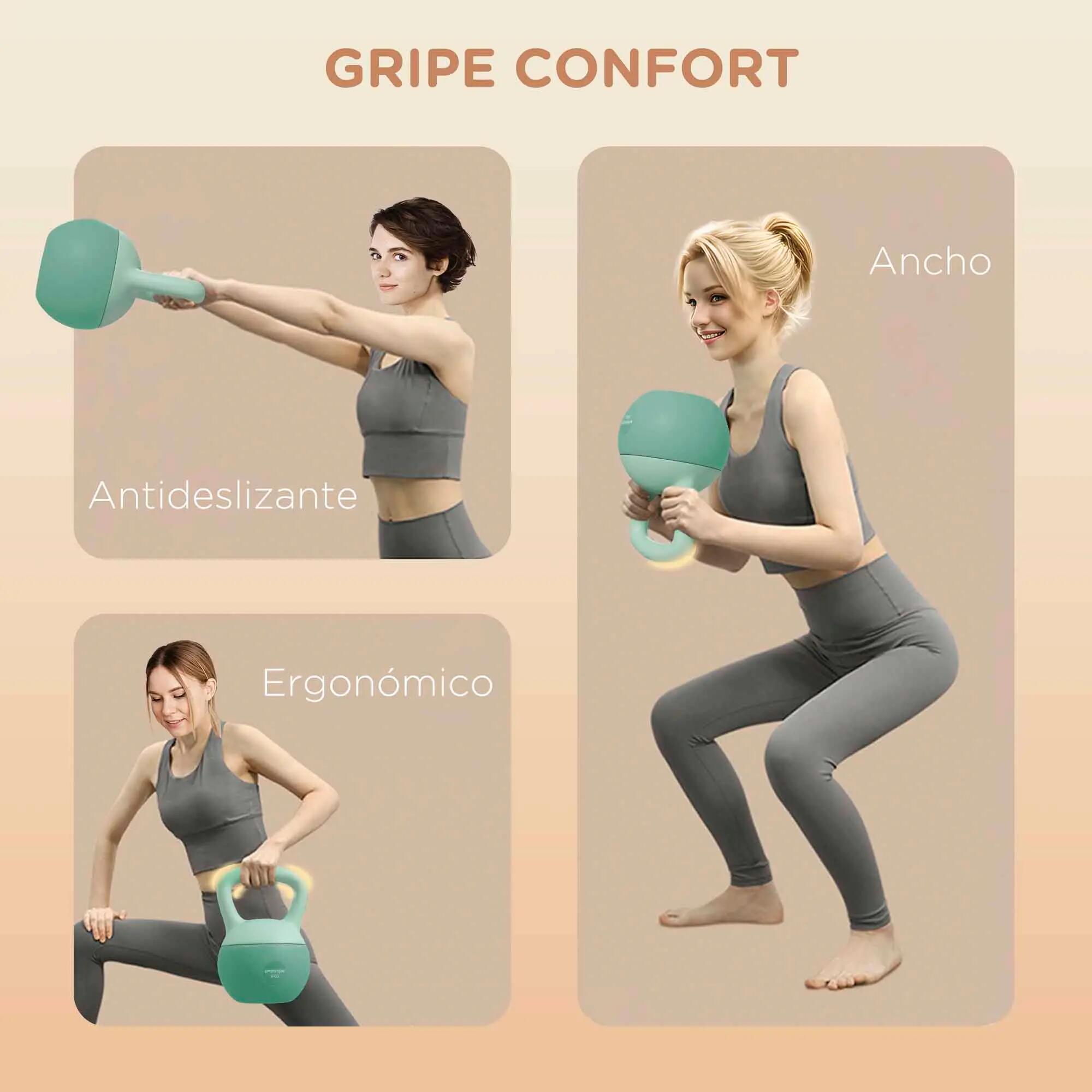 Kettlebell de 8 kg rempli de sable métallique avec poignée antidérapante pour l' 7/9