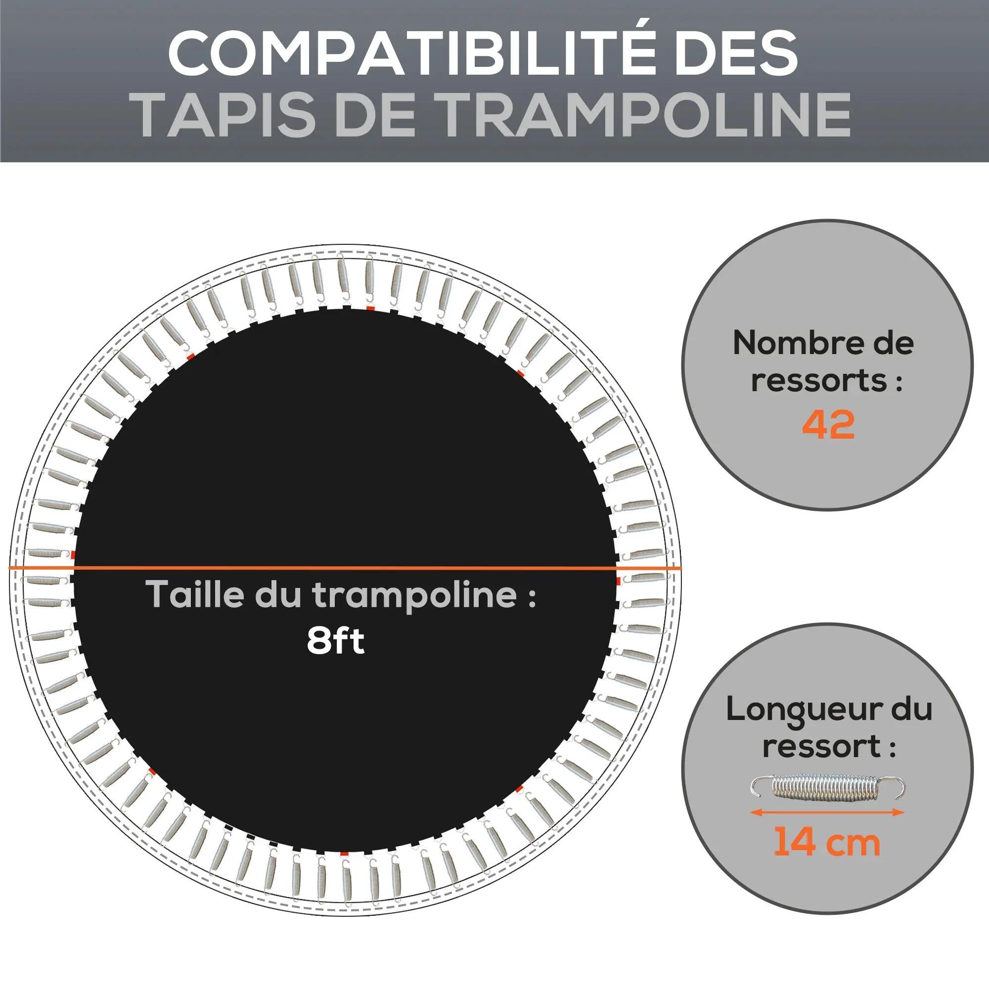 Tapis de rechange trampoline Ø 2,4m ressorts 14cm outil 42 crochets en V inclus 4/5