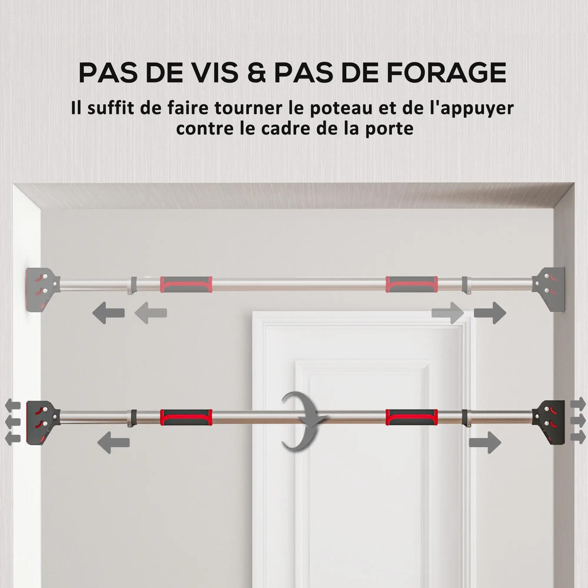 Barre de traction pour porte, barre de musculation pour cadres de porte sans vis 6/9