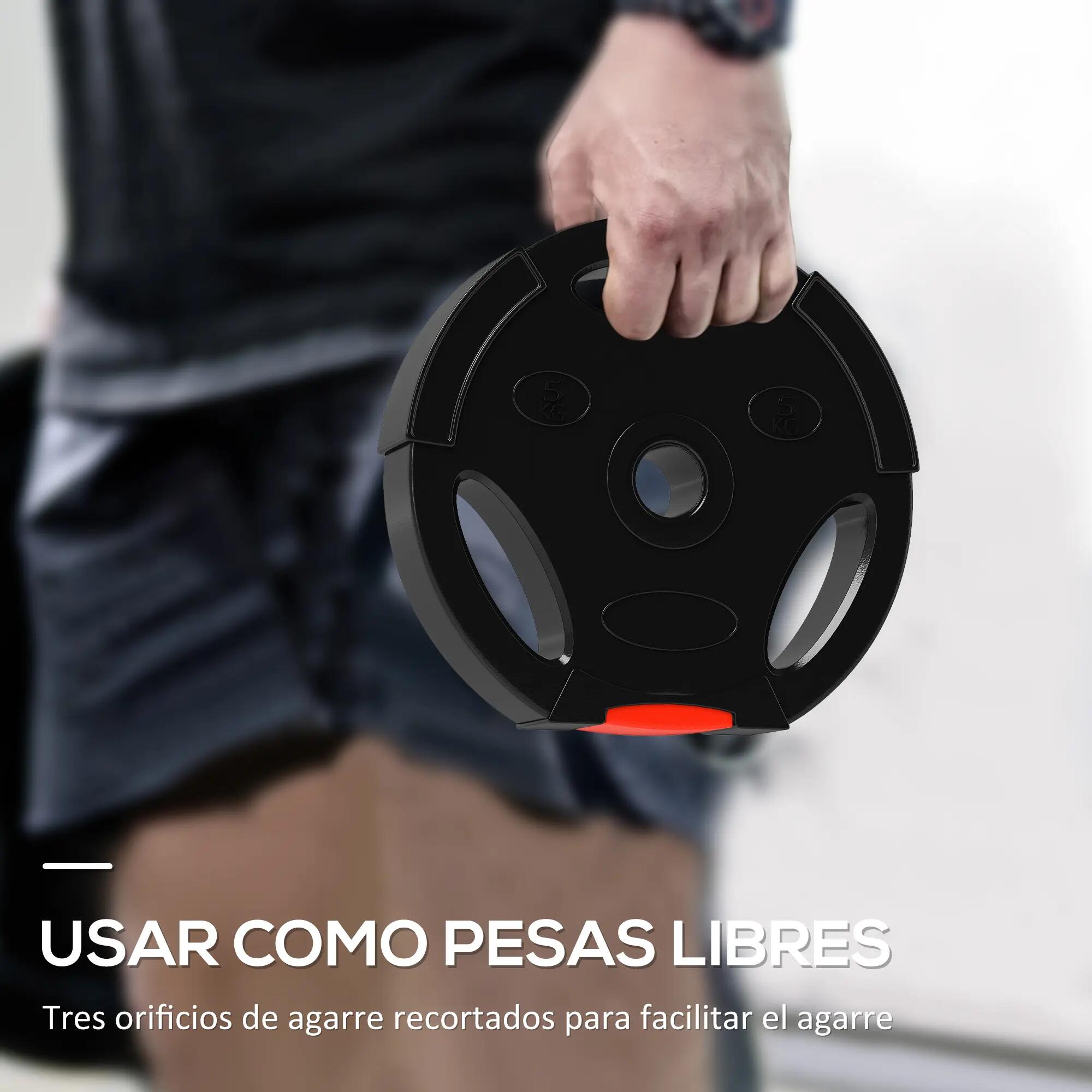 Ensemble de 4 disques de musculation (2 x 5 kg et 2 x 2,5 kg) avec trous de 2,5 6/9