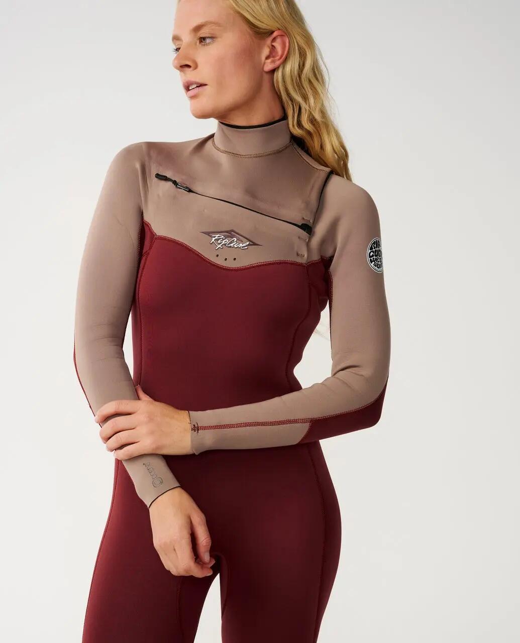 Surfwetsuit Dames Dawn Patrol 3/2 mm met borstrits - Chocolate 5/5