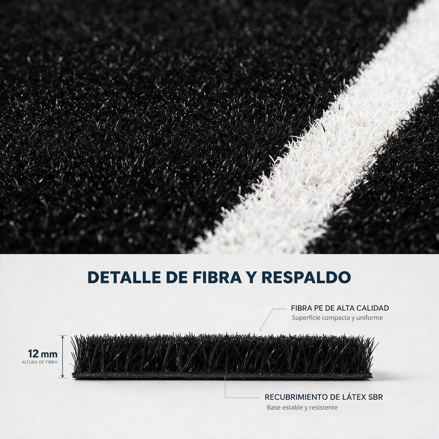 Césped artificial premium para gimnasio negro 2x12,5m (25 m²) 12mm HYROX 7/9