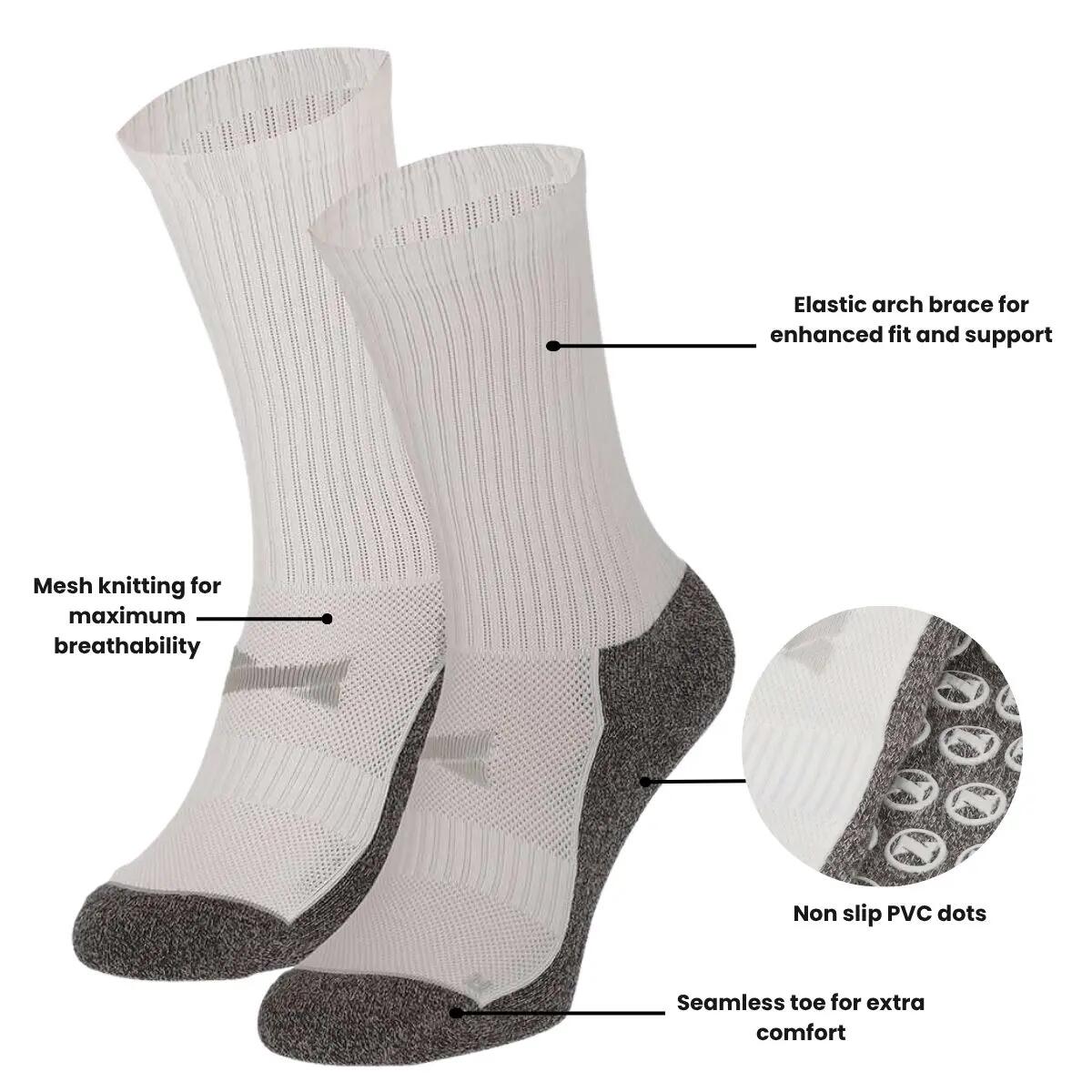 Calcetines Antideslizantes de Fútbol Pro - 6 pares - Blanco 3/6