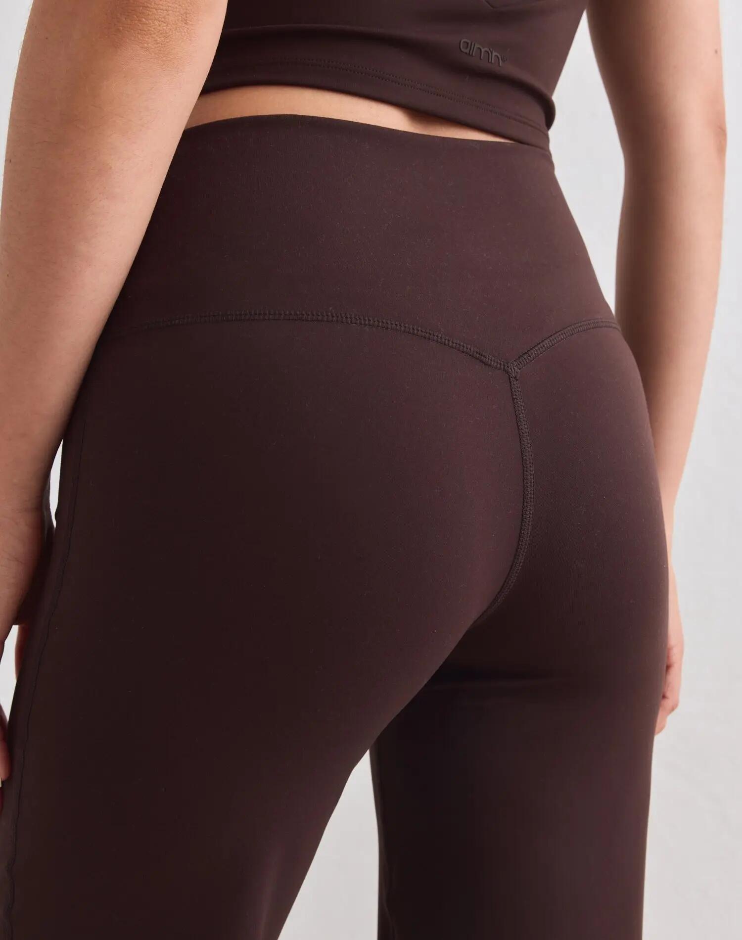 Damskie legginsy z prostą nogawką, wysoki stan, squat proof Sense czekoladowe 4/5