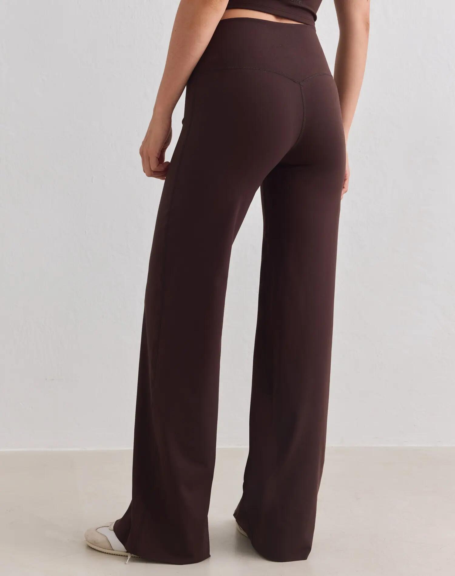 Damskie legginsy z prostą nogawką, wysoki stan, squat proof Sense czekoladowe 3/5