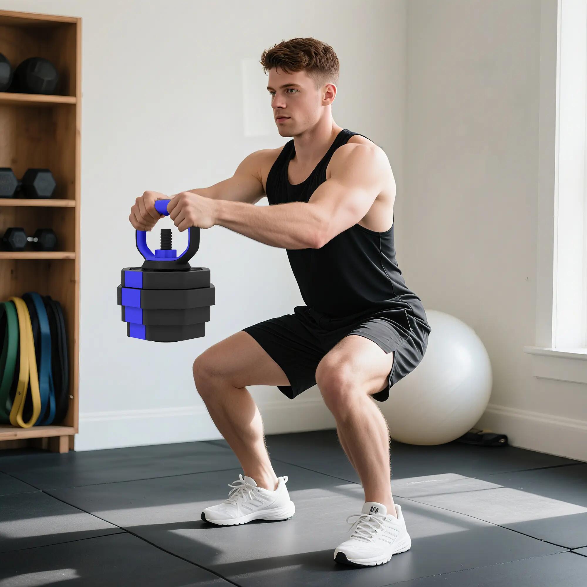 Ensemble d'haltères musculation multifonction 4 en 1 haltères kettlebell 2/5