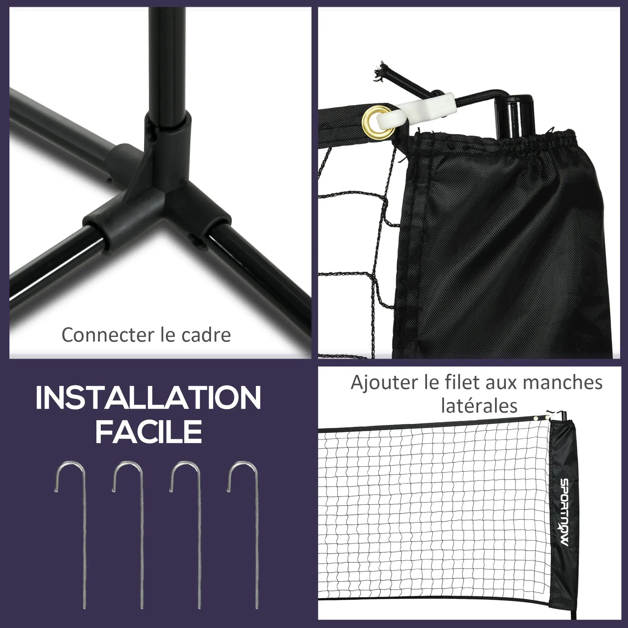 Ensemble set complet de badminton, pickleball et volleyball 3 en 1 réglable noir 4/5