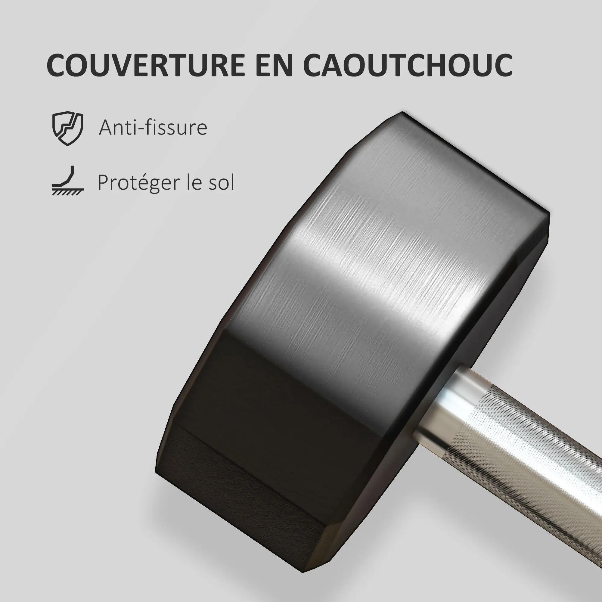 Haltère courte dodécagonale 15 Kg antidérapante métal caoutchouc noir 5/5