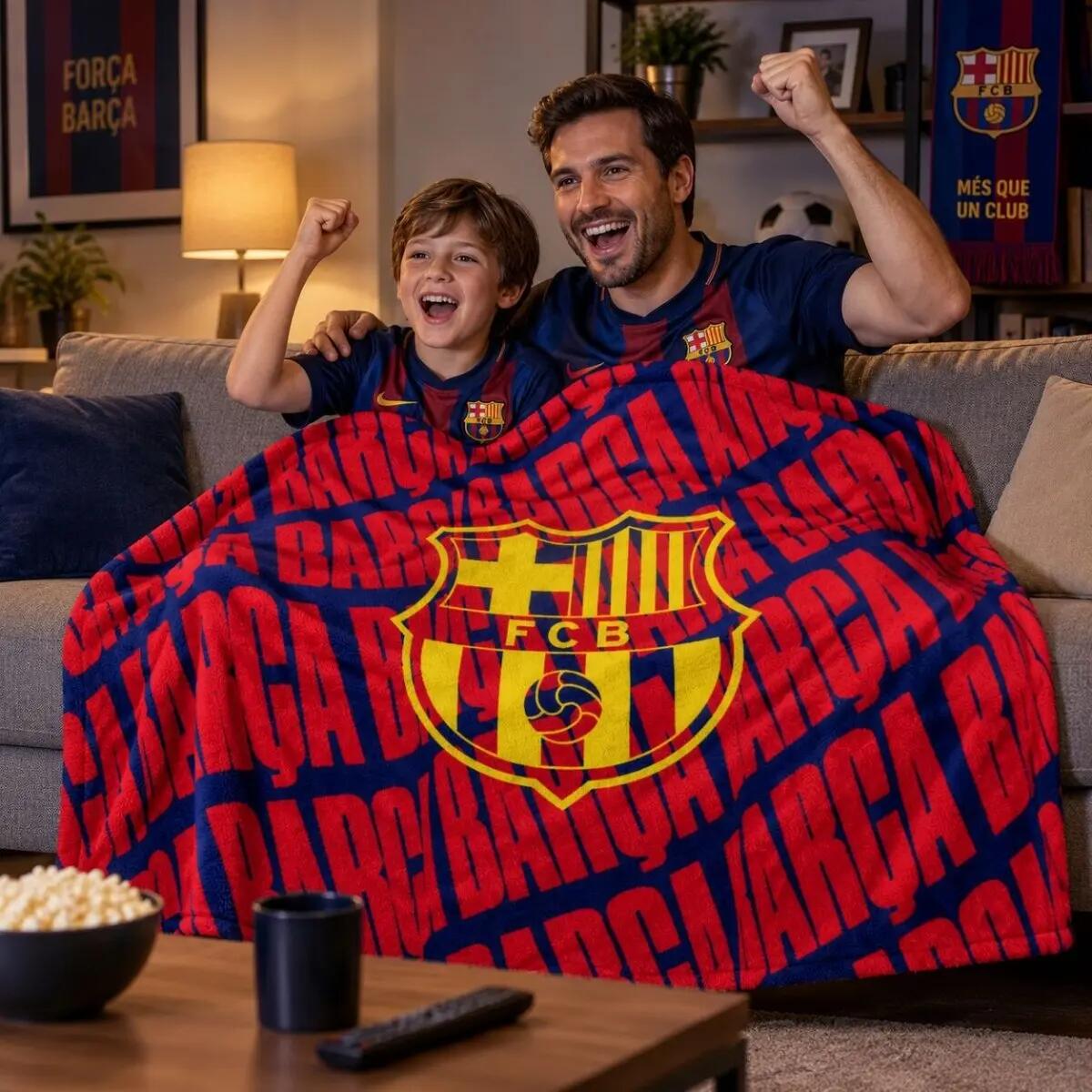 FC Barcelona koc 150x200cm jakość premium blanket granatowy 3/5