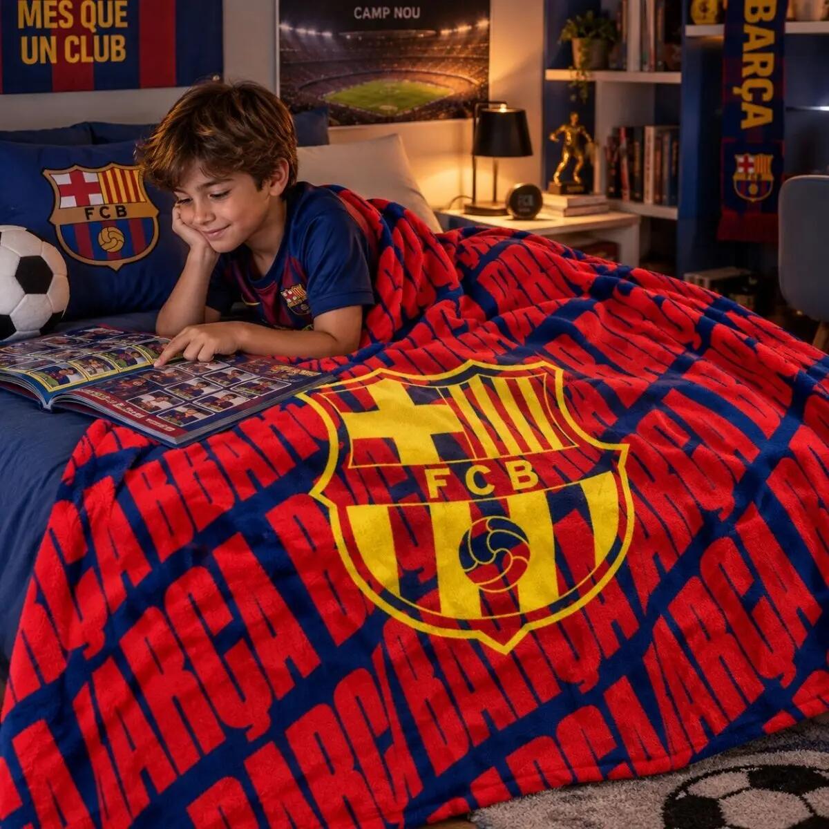 FC Barcelona koc 150x200cm jakość premium blanket granatowy 2/5