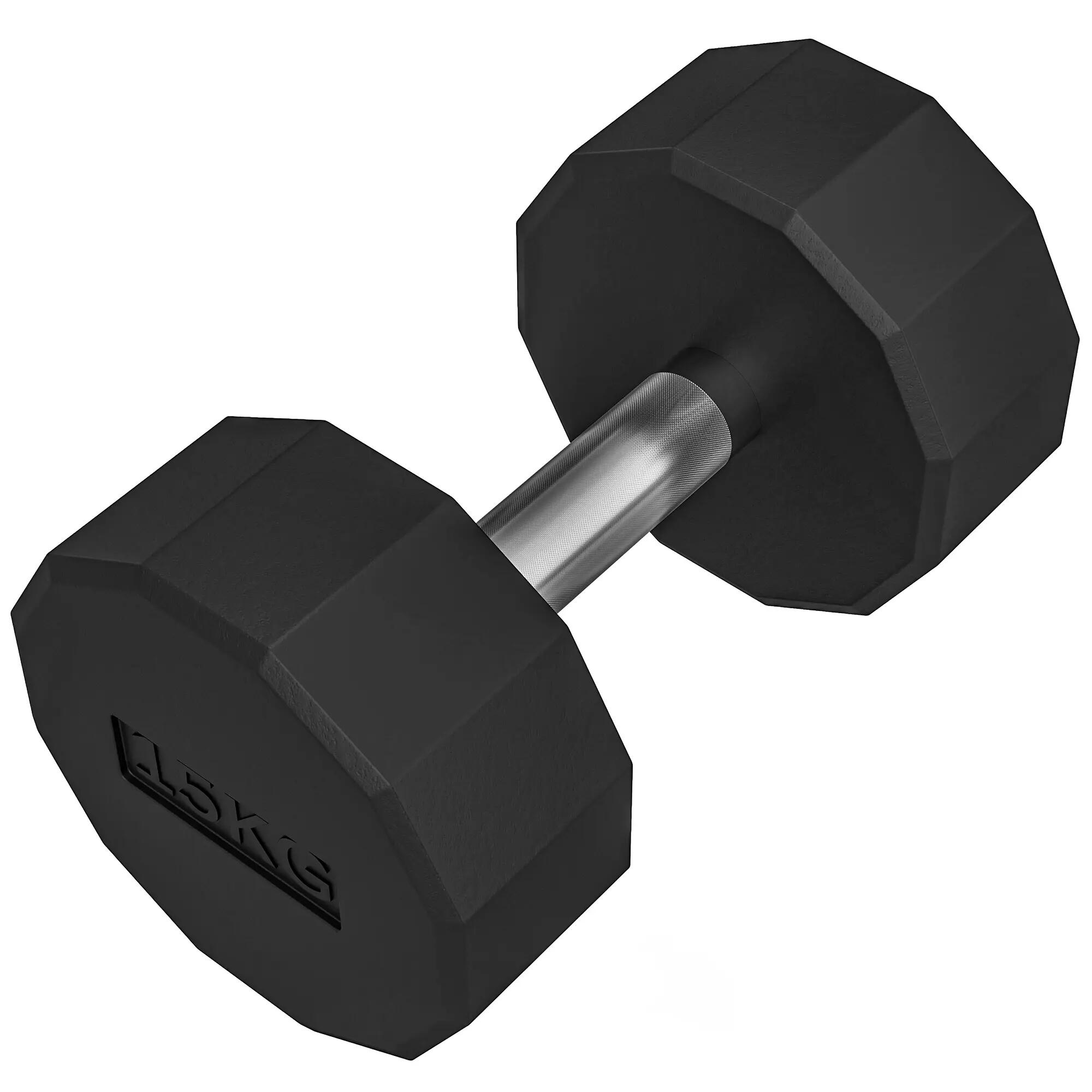Haltère poignée antidérapante, fitness, sport à domicile, 15kg, noir 2/9