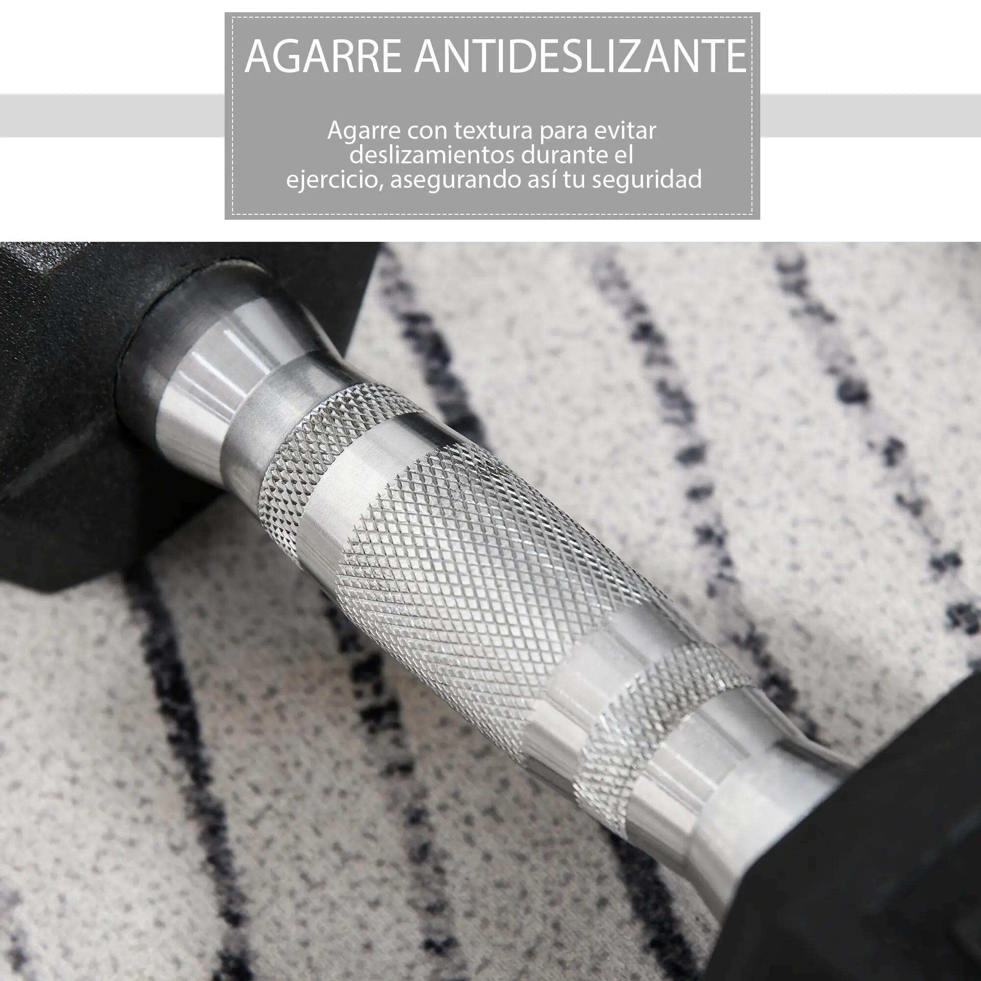 Ensemble de 2 haltères de 10 kg avec barre de connexion en métal, tête hexagonal 7/9