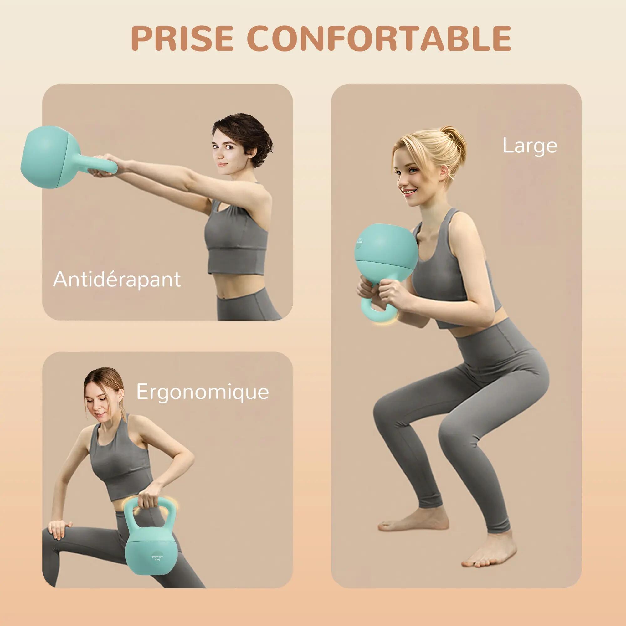 Kettlebell 6 kg haltère avec poignée antidérapante pour fitness musculation card 7/9