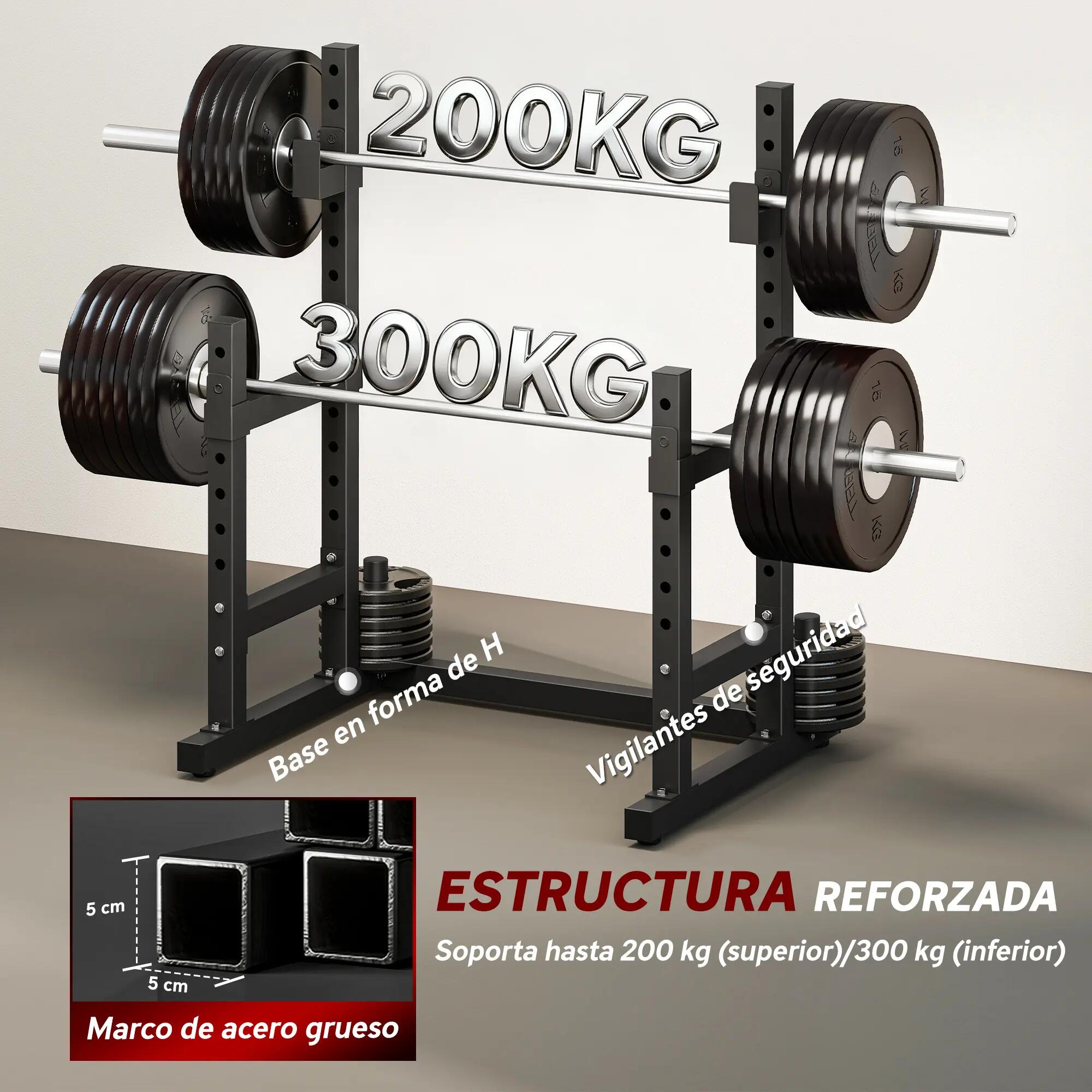 Support pour barre de musculation réglable en hauteur avec butées de sécurité po 8/9