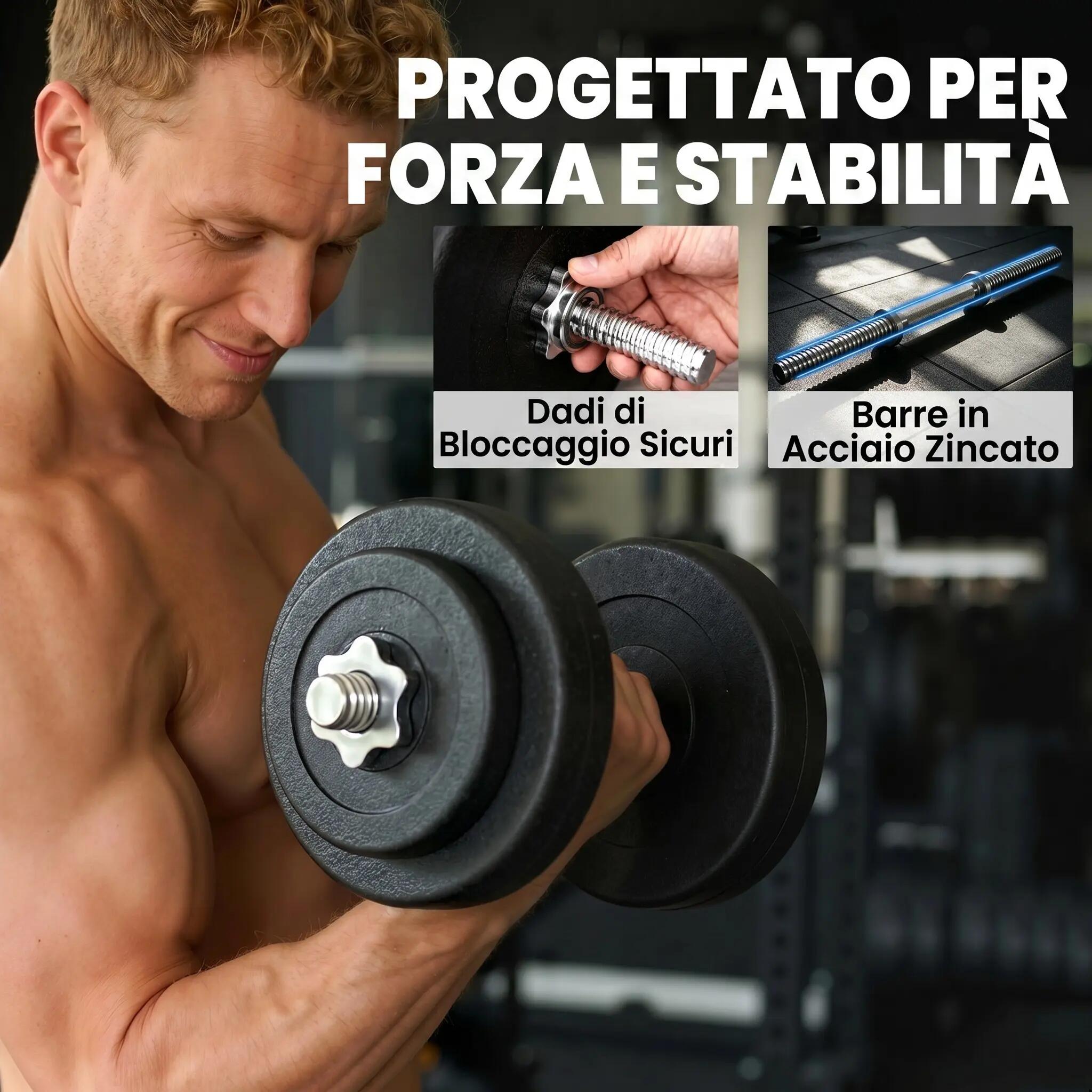 Ensemble de 12 haltères de musculation de 50 kg (8 x 5 kg, 4 x 1,5 kg), en acier 7/9