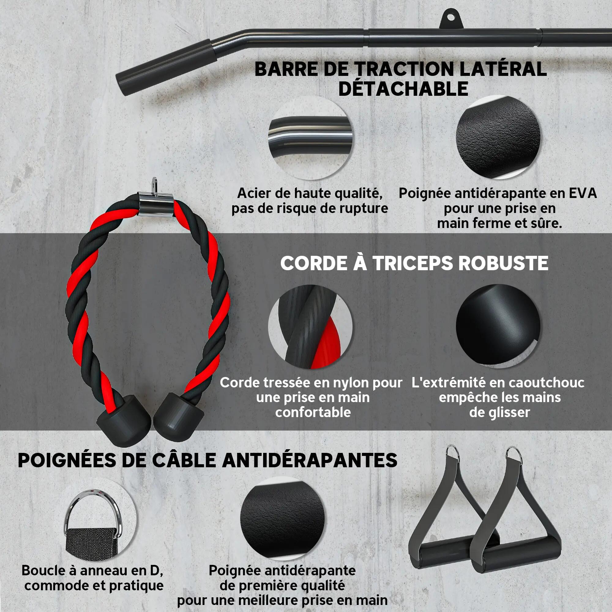 Poulie musculation maison, cable machine musculation exercices de flexion des 7/9