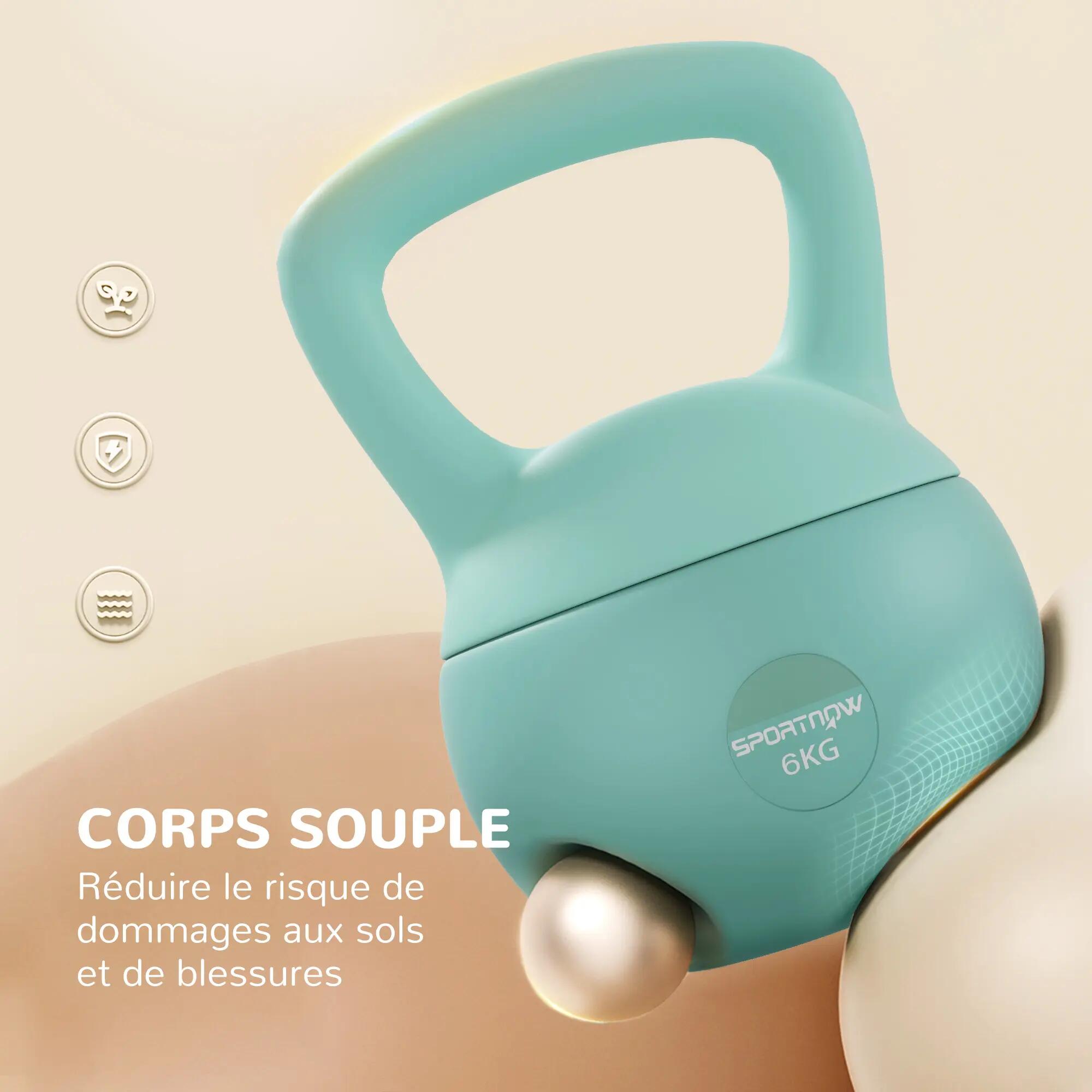 Kettlebell 6 kg haltère avec poignée antidérapante pour fitness musculation card 6/9