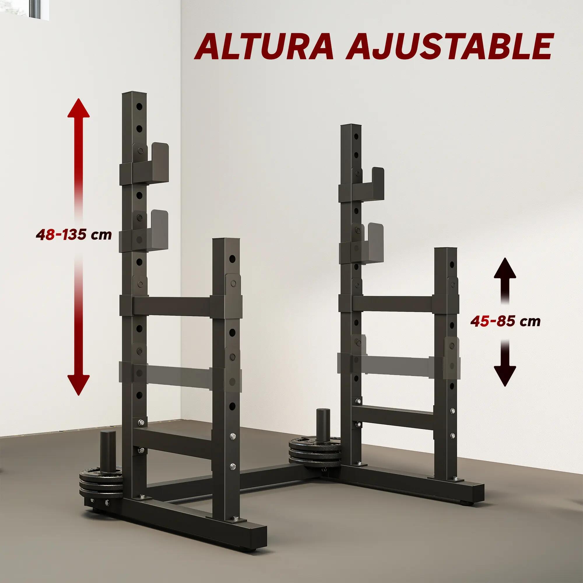 Support pour barre de musculation réglable en hauteur avec butées de sécurité po 7/9